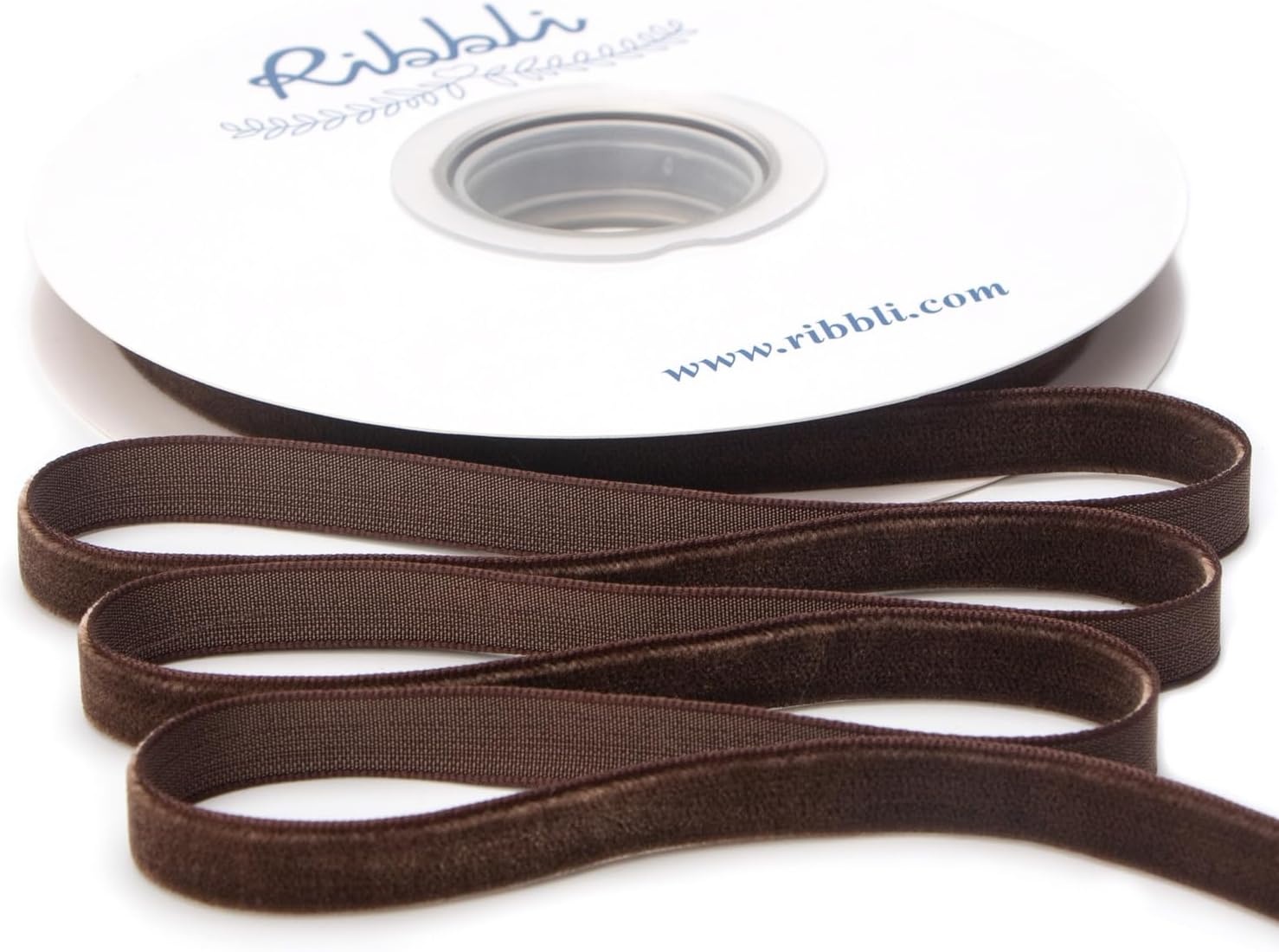 Ribbli Polyester Forest Green Velvet Ribbon,3/8 Inches,10-Yard Spool,Use for Choker,Gift Wrapping,Floral Bouquets, Boutonnieres(Brown)