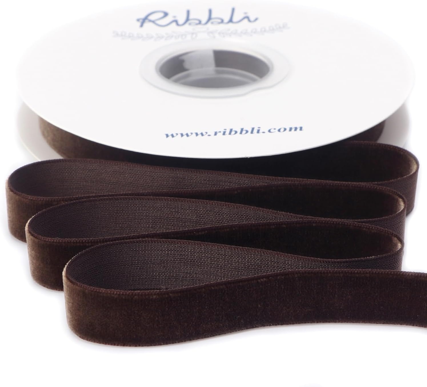Ribbli Polyester Forest Green Velvet Ribbon,3/8 Inches,10-Yard Spool,Use for Choker,Gift Wrapping,Floral Bouquets, Boutonnieres(Brown)