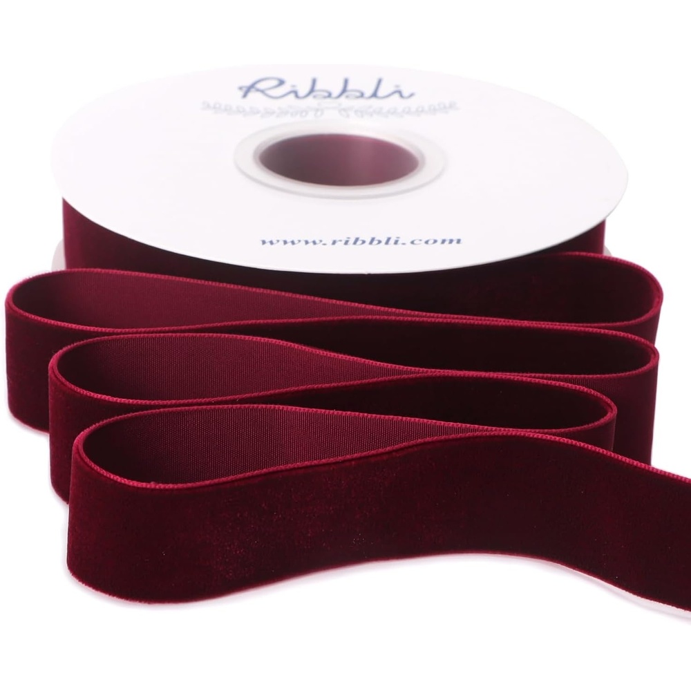 Ribbli Polyester Forest Green Velvet Ribbon,3/8 Inches,10-Yard Spool,Use for Choker,Gift Wrapping,Floral Bouquets, Boutonnieres(Burgundy)