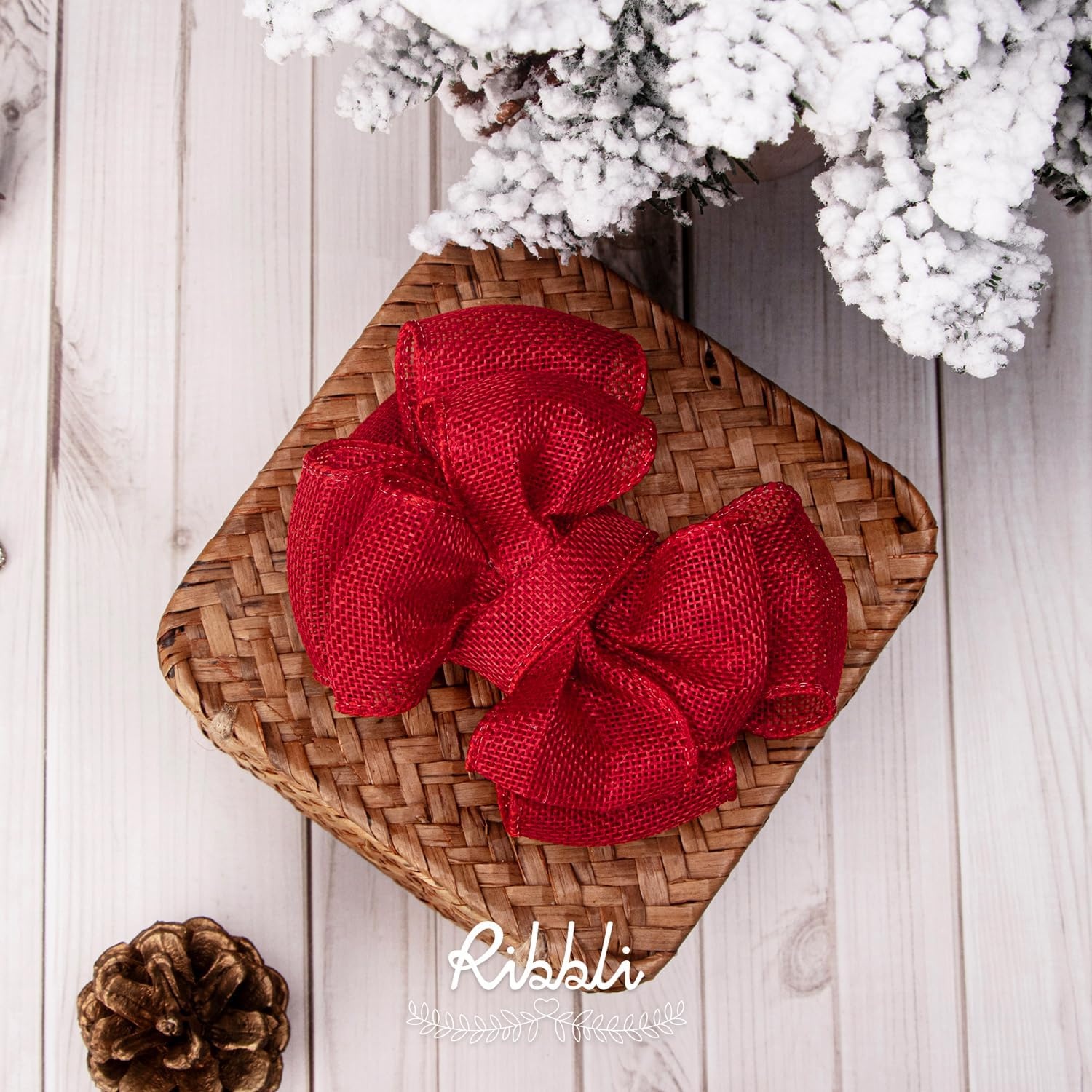 Ribbli Pink Burlap Valentine’s Day Wired Ribbon,2 Inch x Continuous 10 Yard, Easter Wired Edge Ribbon for Big Bow,Wreath,Tree Decoration,Outdoor Decoration(Red)