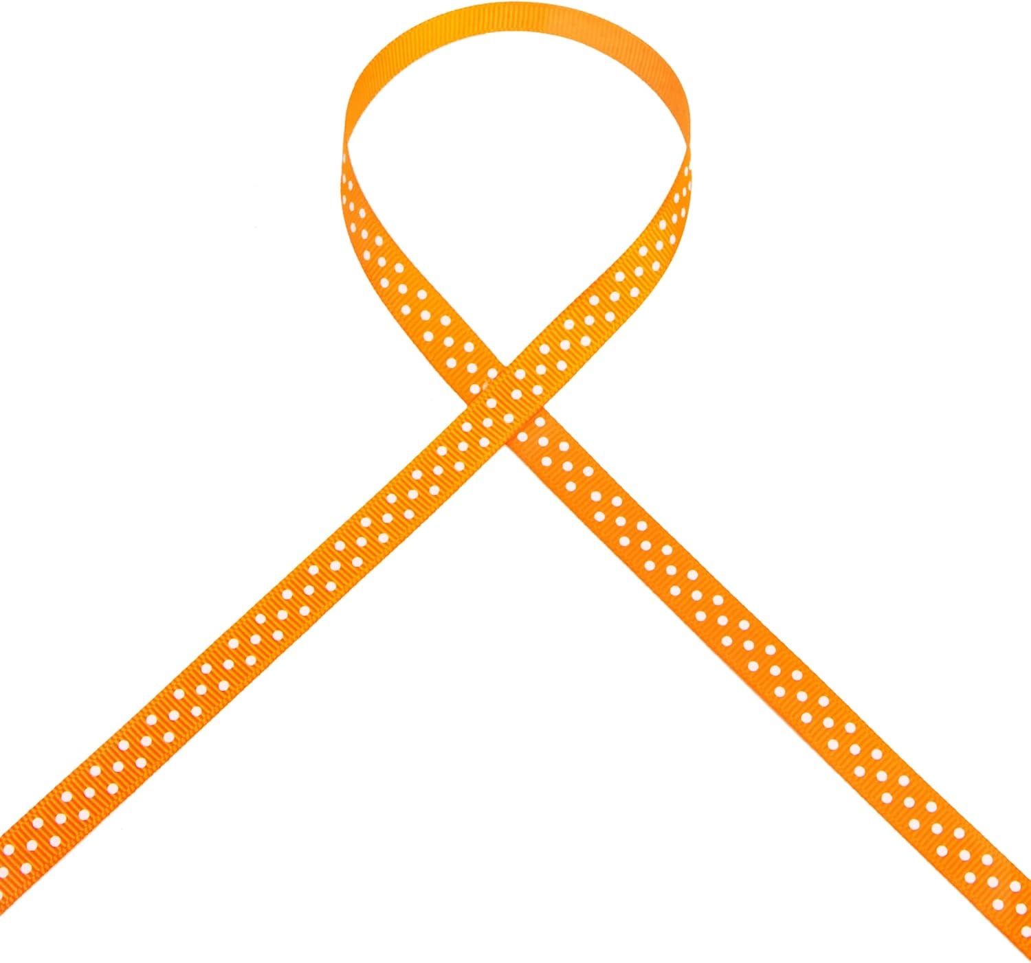 Ribbli Grosgrain Polka Dot Craft Ribbon,3/8 Inch,10-Yard Spool,Black with White Dots,Use for Gift Wrapping,Party Decoration,All Crafting and Sewing(Tangerine/White)
