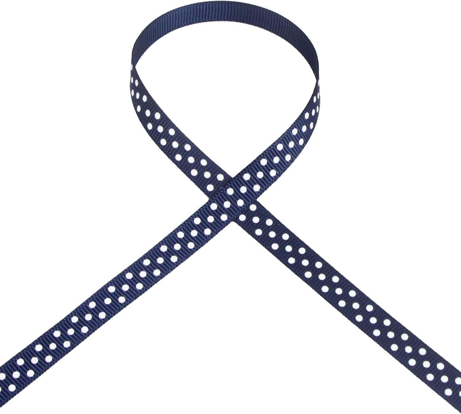 Ribbli Grosgrain Polka Dot Craft Ribbon,3/8 Inch,10-Yard Spool,Black with White Dots,Use for Gift Wrapping,Party Decoration,All Crafting and Sewing(Navy/White)