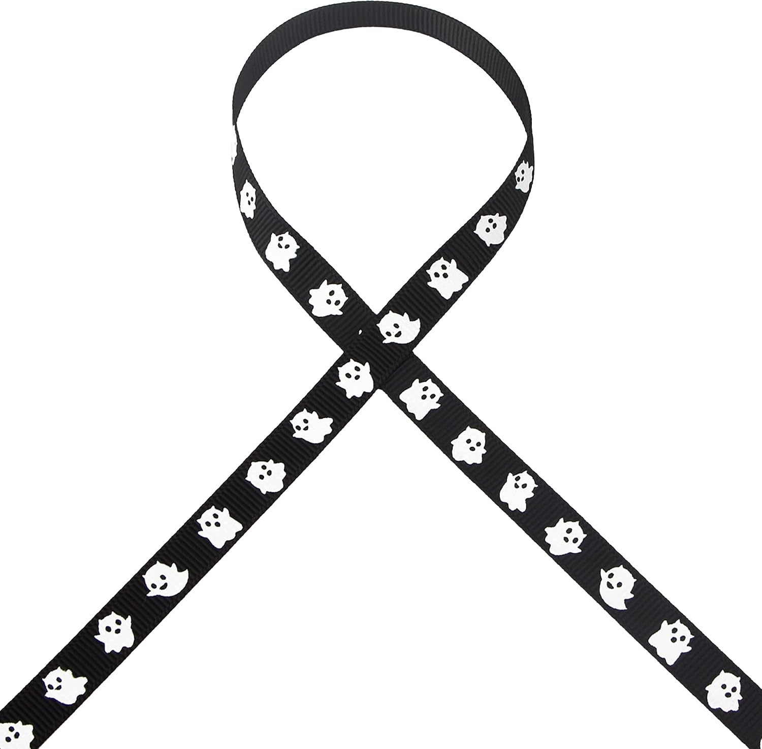 Ribbli Grosgrain Halloween Ribbon,Pumpkins & Black Cat Ribbon Use for Craft,Halloween Wrapping,Home Decor,3/8 Inches x 10 Yards,Ivory/Orange/Black(Black/White)