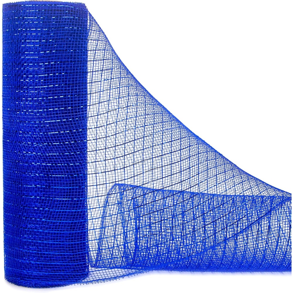 Ribbli Yellow Metallic Mesh Ribbon, 10 inch x 30 feet(10Yard), Yellow with Gold Foil, Use for Wreath Swags and Christmas Tree Decoration(Royal/Blue)
