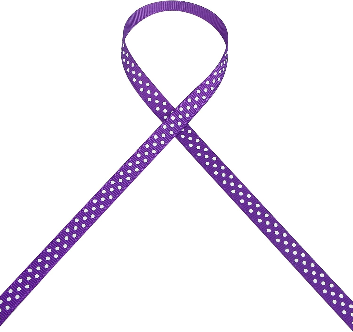 Ribbli Grosgrain Polka Dot Craft Ribbon,3/8 Inch,10-Yard Spool,Black with White Dots,Use for Gift Wrapping,Party Decoration,All Crafting and Sewing(Purple/White)