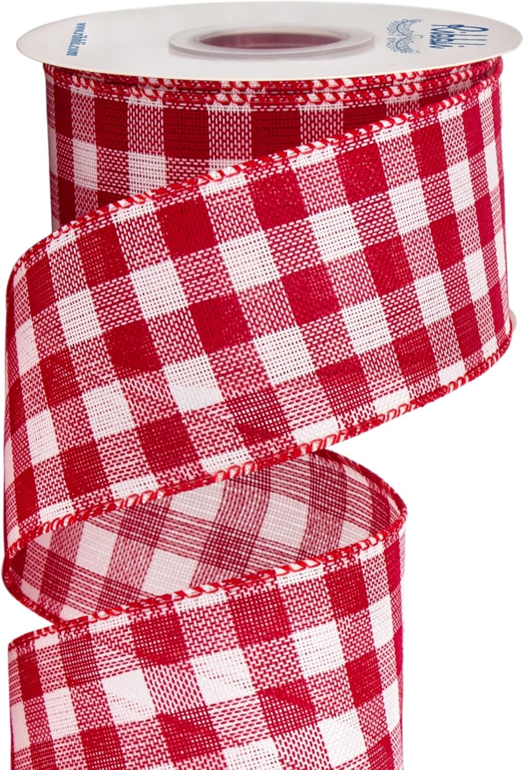 Ribbli Red and Black Wired Ribbon, 2-1/2 Inch x 10 Yard,Buffalo Plaid Burlap, Christmas Ribbon for Big Bow,Wreath,Tree Decoration,Outdoor Decoration(Red/White)