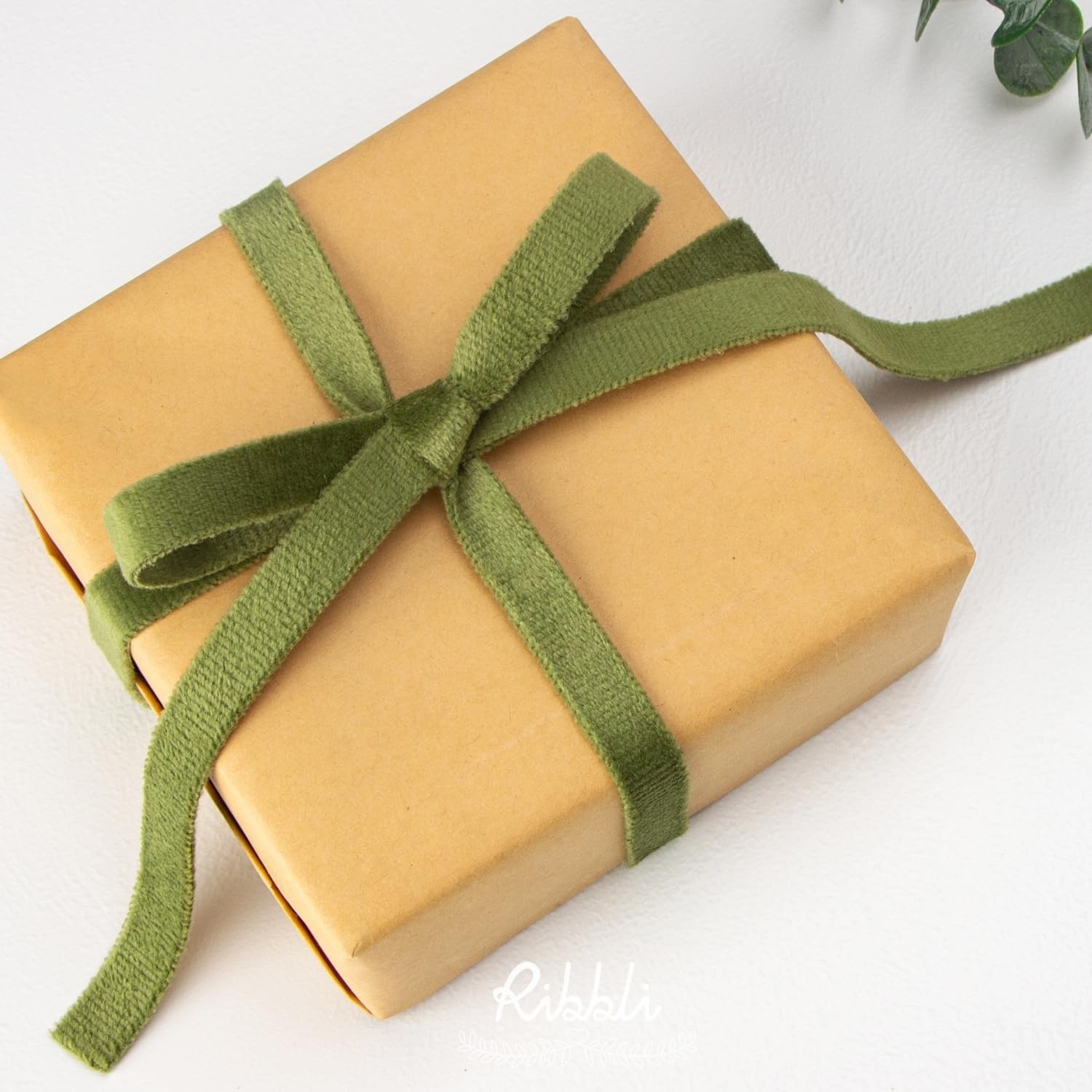 Ribbli Antique Gold Velvet Ribbon Double Faced 1 Inch 10-Yard Spool Gold Ribbon Use for Christmas Tree Ornaments Gift Wrapping Wreath Decoration Wedding Boutonnieres(Sage)