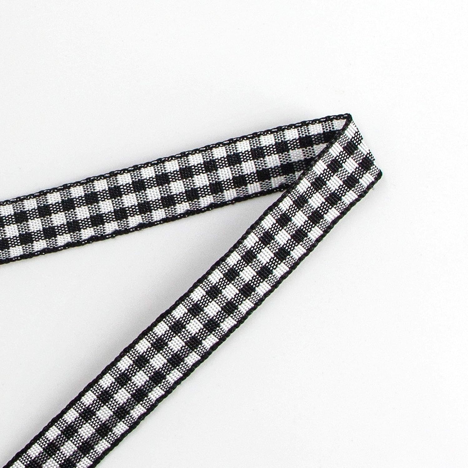Ribbli 2 Rolls Black and White Gingham Ribbon,Total 20 Yards,3/8 Inch x 10 Yard Each Roll,Polyester Woven Edge,2 Styles Buffalo Checked Ribbon(Black/White)