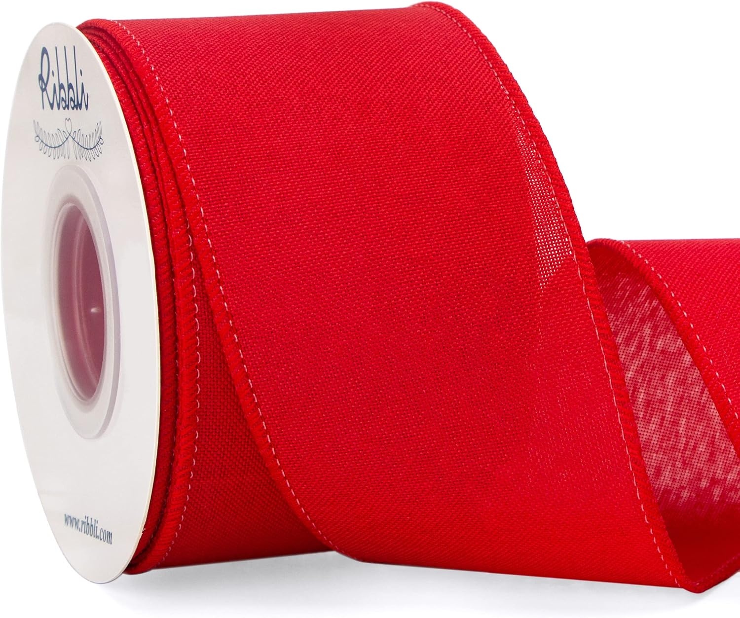 Ribbli Pink Linen Wired Ribbon, 1-1/2 Inch x 10 Yard, Pink Burlap Wired Ribbon for Easter Wreaths, Big Bows, Gift Wrapping, Christmas Tree Decoration(Red)