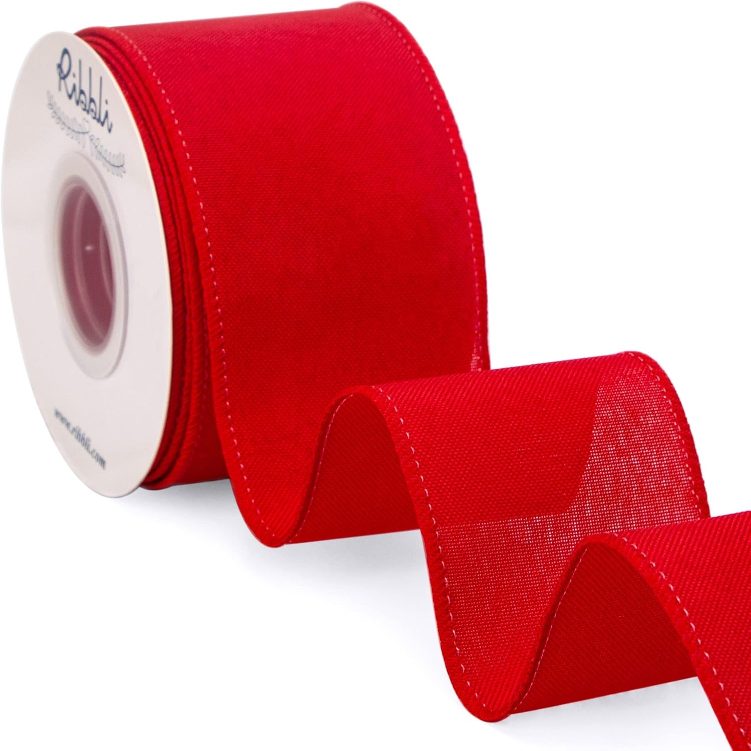 Ribbli Pink Linen Wired Ribbon, 1-1/2 Inch x 10 Yard, Pink Burlap Wired Ribbon for Easter Wreaths, Big Bows, Gift Wrapping, Christmas Tree Decoration(Red)