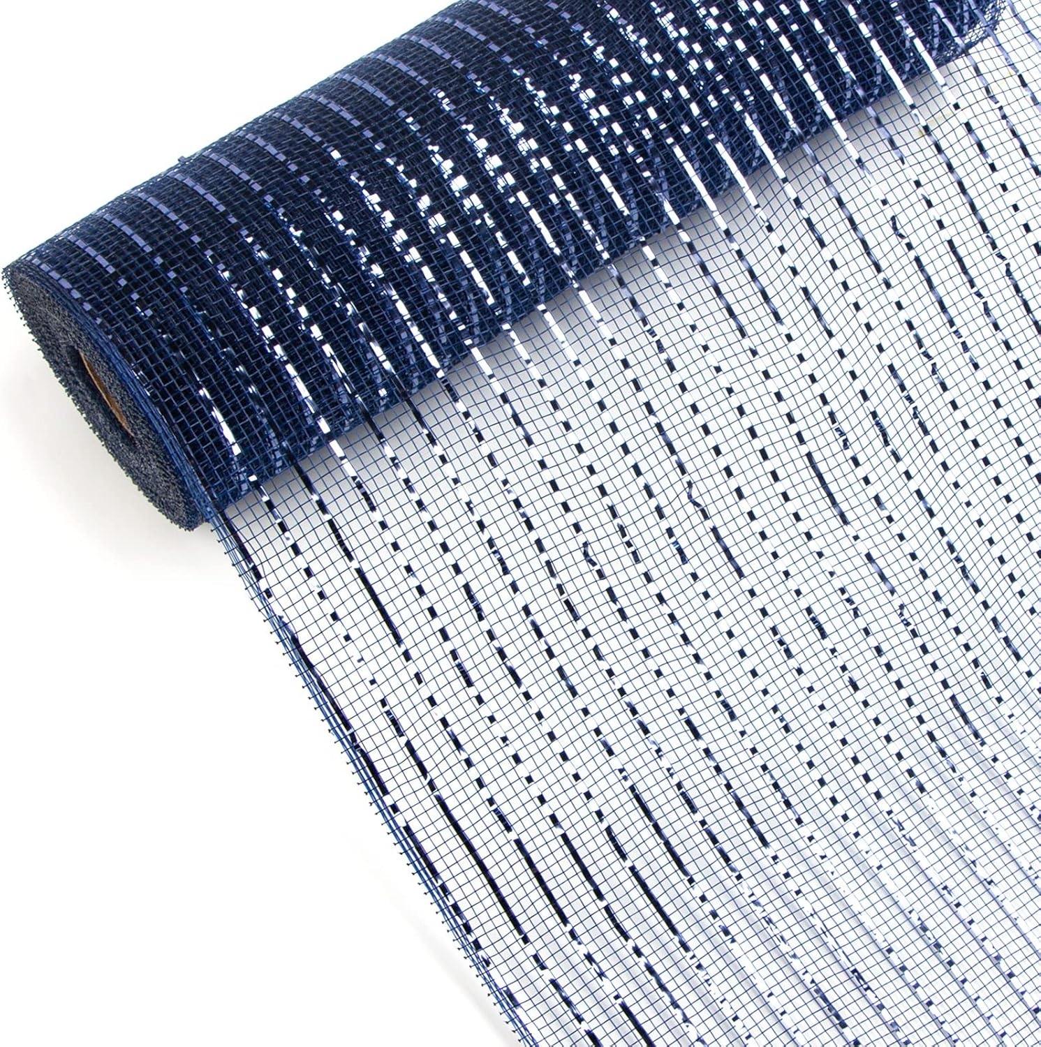 Ribbli Yellow Metallic Mesh Ribbon, 10 inch x 30 feet(10Yard), Yellow with Gold Foil, Use for Wreath Swags and Christmas Tree Decoration(Navy/Navy)