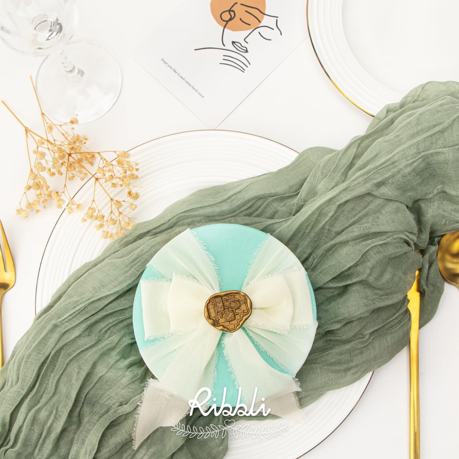 Ribbli Chiffon Silk Ribbon, 1.5 inch x 30 Yard, Champagne/Terracotta/Rust Red Fringe Chiffon Fall Ribbon for Wedding Invitations, Bridal Bouquets Wrapping, Flower Arrangement Decoration(Ivory/Dusty Sage/Terracotta)