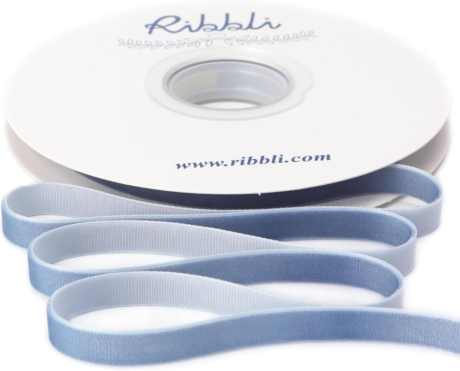 Ribbli Polyester Forest Green Velvet Ribbon,3/8 Inches,10-Yard Spool,Use for Choker,Gift Wrapping,Floral Bouquets, Boutonnieres(Dusty Blue)