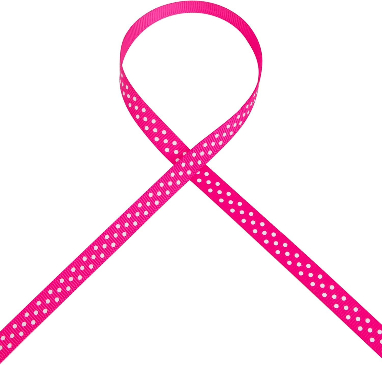 Ribbli Grosgrain Polka Dot Craft Ribbon,3/8 Inch,10-Yard Spool,Black with White Dots,Use for Gift Wrapping,Party Decoration,All Crafting and Sewing(Shocking Pink/White)