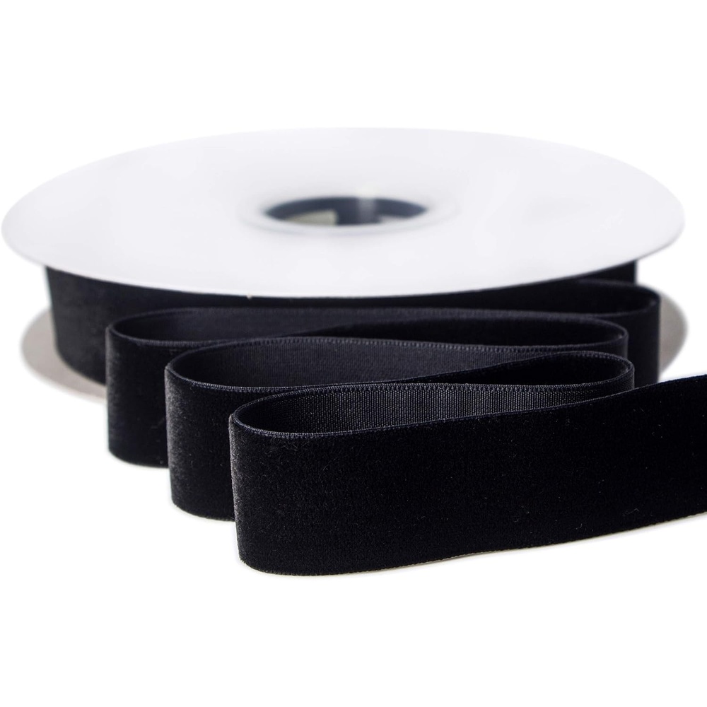 Ribbli Polyester Forest Green Velvet Ribbon,3/8 Inches,10-Yard Spool,Use for Choker,Gift Wrapping,Floral Bouquets, Boutonnieres(Black)