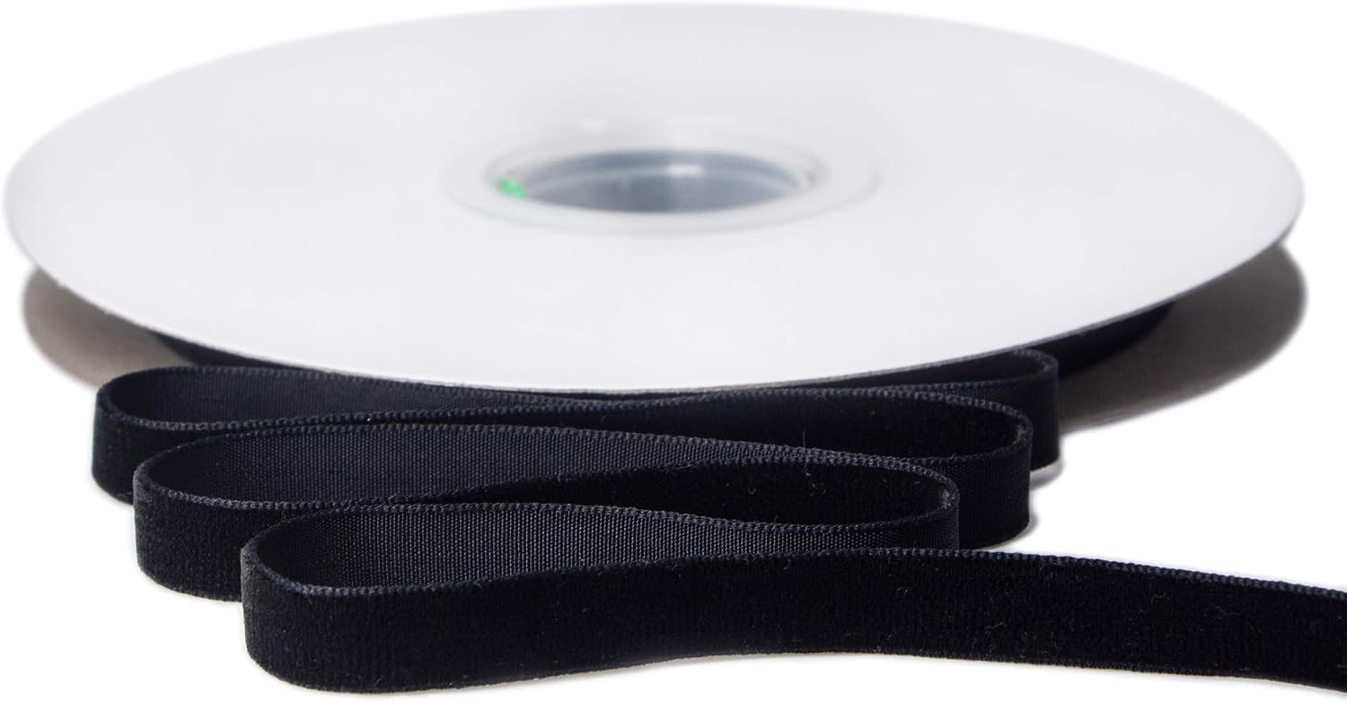 Ribbli Polyester Forest Green Velvet Ribbon,3/8 Inches,10-Yard Spool,Use for Choker,Gift Wrapping,Floral Bouquets, Boutonnieres(Black)