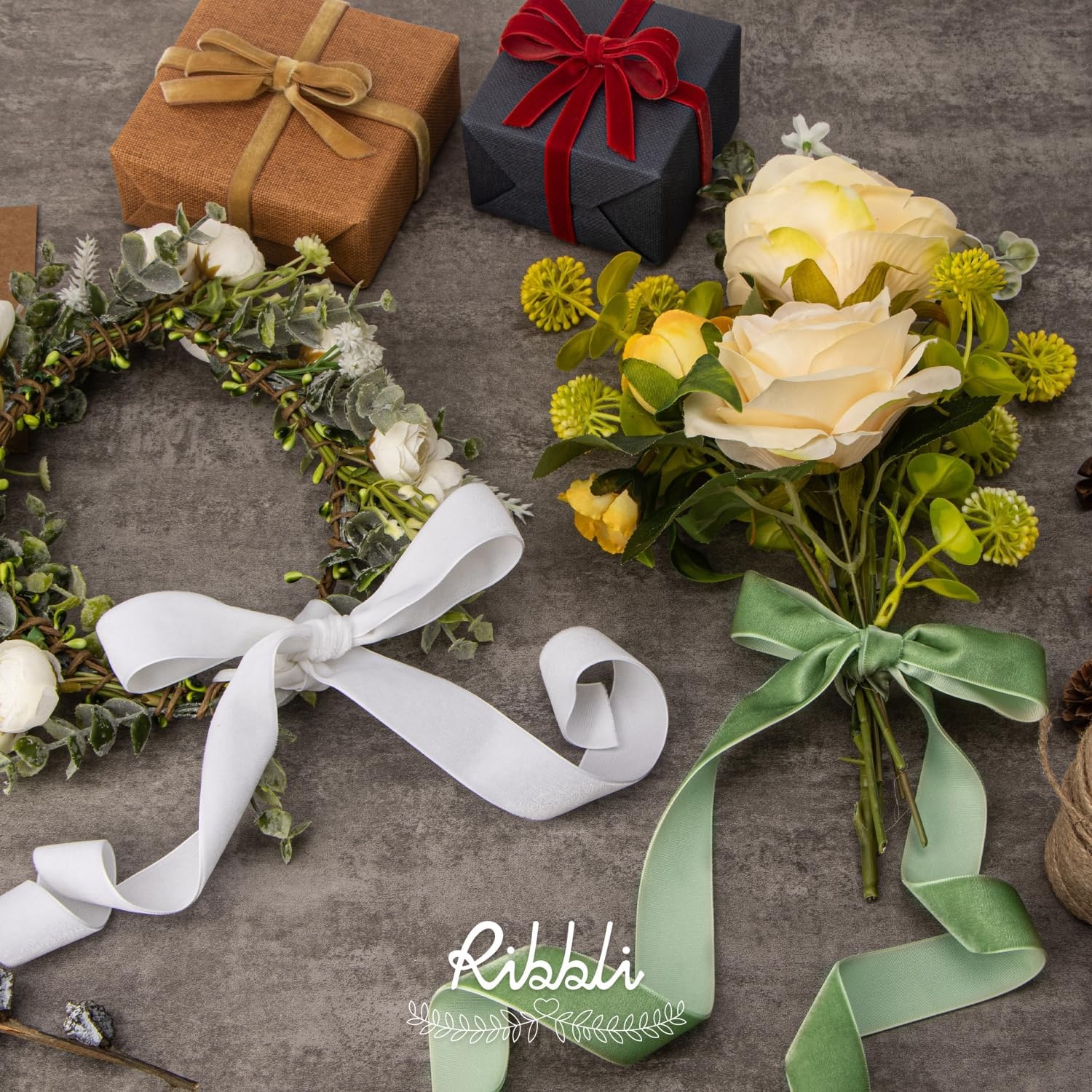Ribbli Polyester Forest Green Velvet Ribbon,3/8 Inches,10-Yard Spool,Use for Choker,Gift Wrapping,Floral Bouquets, Boutonnieres(Sage Green)