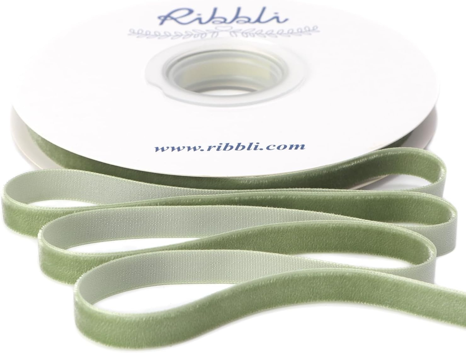 Ribbli Polyester Forest Green Velvet Ribbon,3/8 Inches,10-Yard Spool,Use for Choker,Gift Wrapping,Floral Bouquets, Boutonnieres(Sage Green)