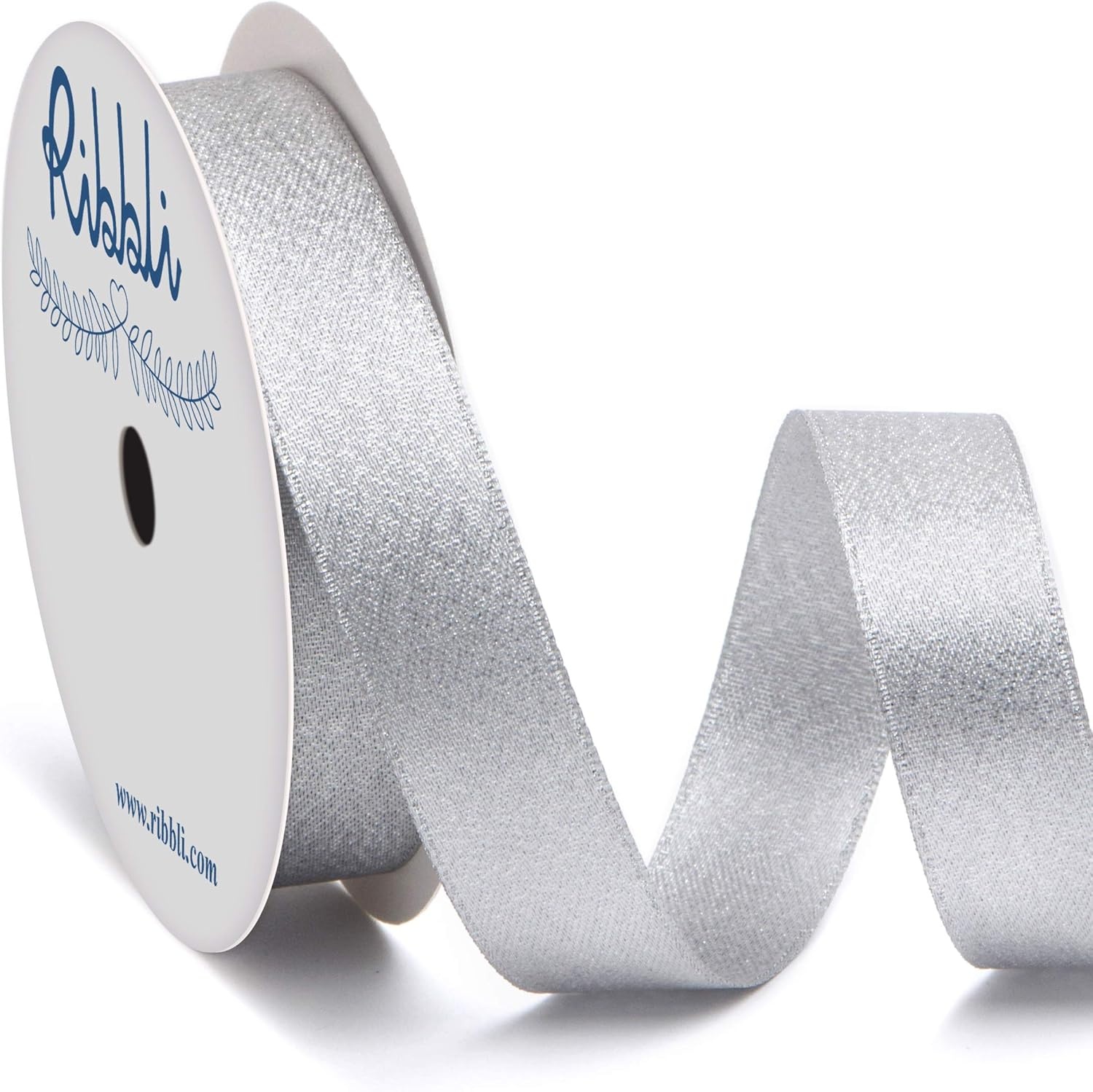 Ribbli Champagne Gold Double Faced Purl Ribbon, Luxury Glitter, 5/8 Inch x 10 Yard, Wedding Ribbon for Crafts, Gift Wrapping, Bottle Decoration(Silver)