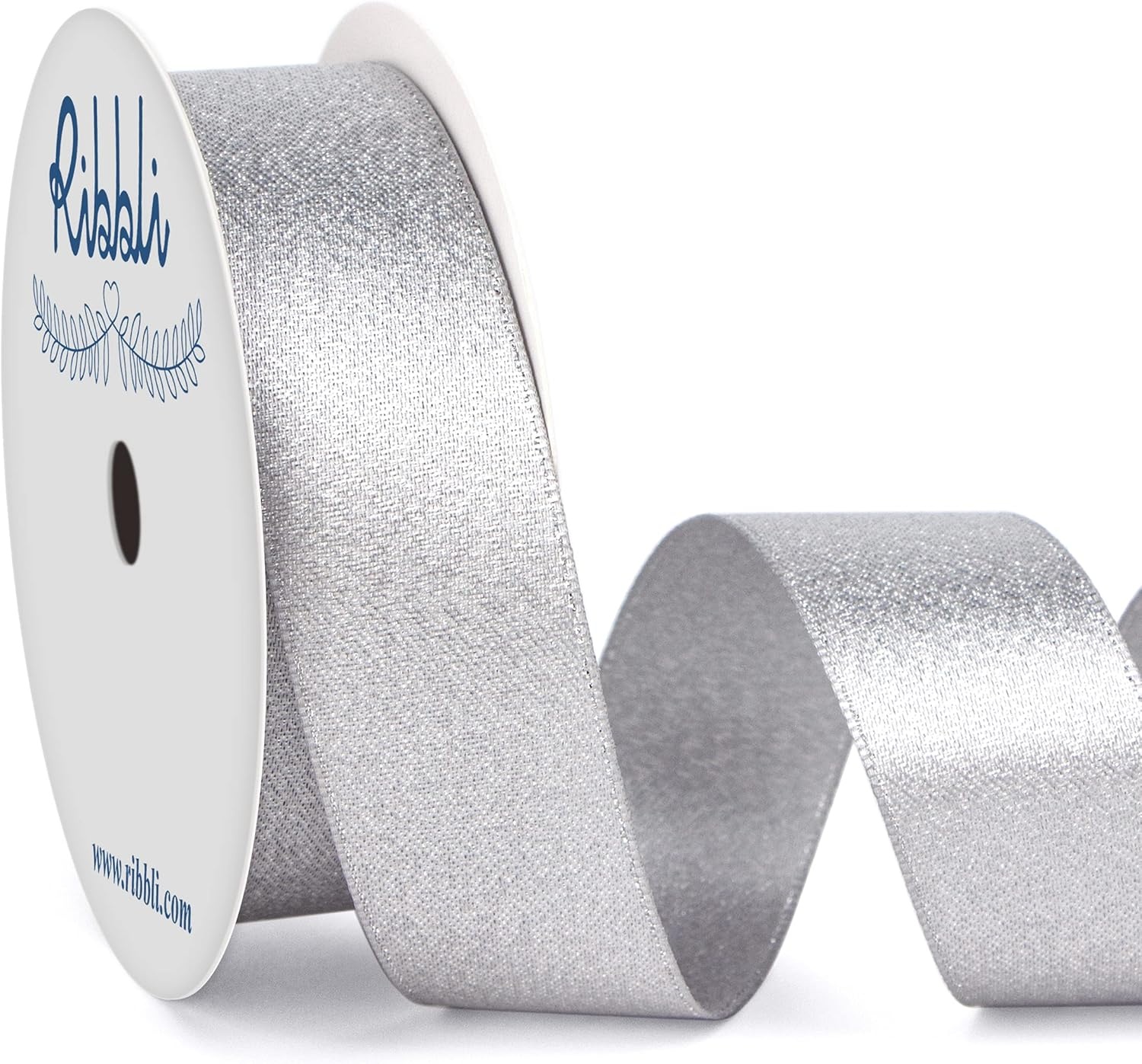 Ribbli Champagne Gold Double Faced Purl Ribbon, Luxury Glitter, 5/8 Inch x 10 Yard, Wedding Ribbon for Crafts, Gift Wrapping, Bottle Decoration(Silver)