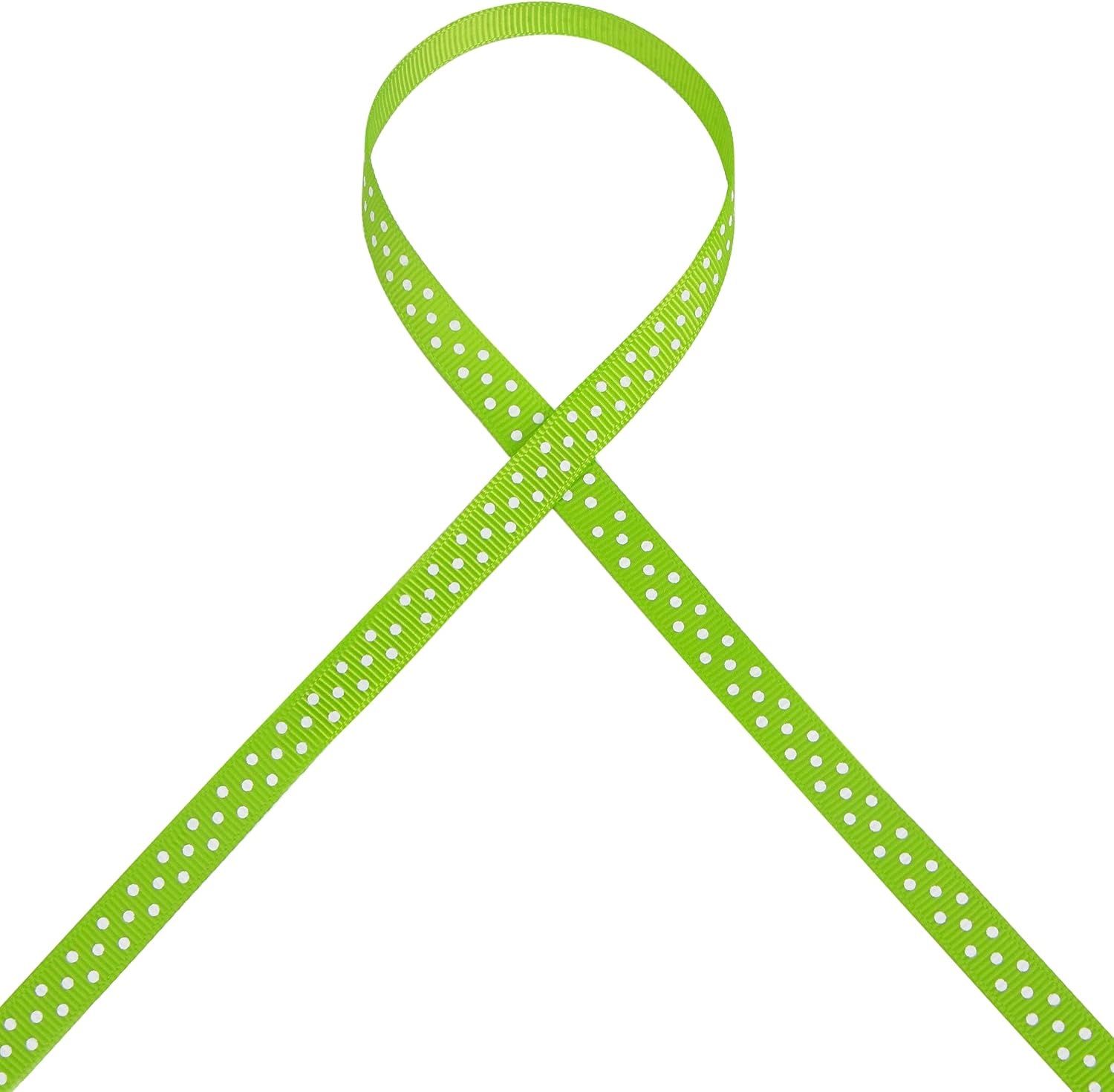Ribbli Grosgrain Polka Dot Craft Ribbon,3/8 Inch,10-Yard Spool,Black with White Dots,Use for Gift Wrapping,Party Decoration,All Crafting and Sewing(Apple Green/White)