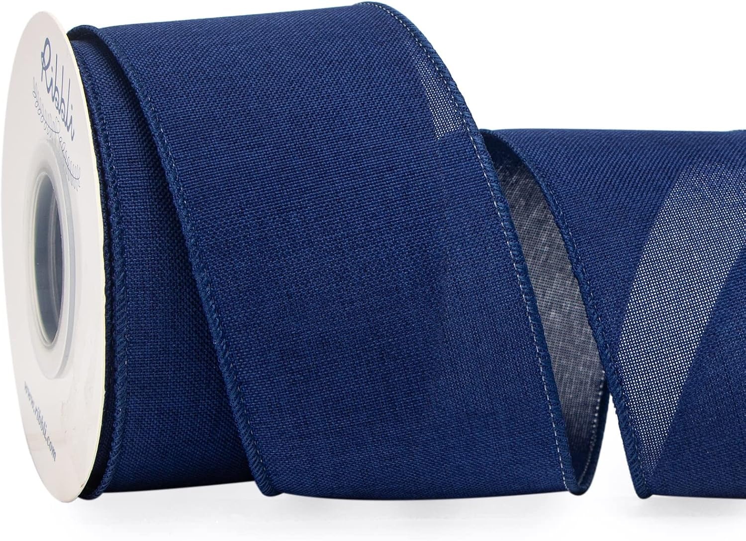 Ribbli Pink Linen Wired Ribbon, 1-1/2 Inch x 10 Yard, Pink Burlap Wired Ribbon for Easter Wreaths, Big Bows, Gift Wrapping, Christmas Tree Decoration(Navy)