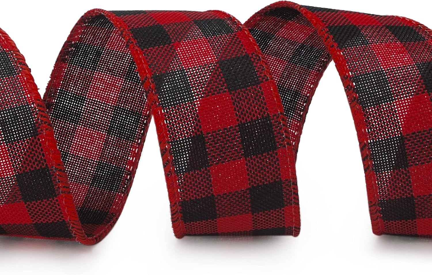 Ribbli Red and Black Wired Ribbon, 2-1/2 Inch x 10 Yard,Buffalo Plaid Burlap, Christmas Ribbon for Big Bow,Wreath,Tree Decoration,Outdoor Decoration(Red/Black)
