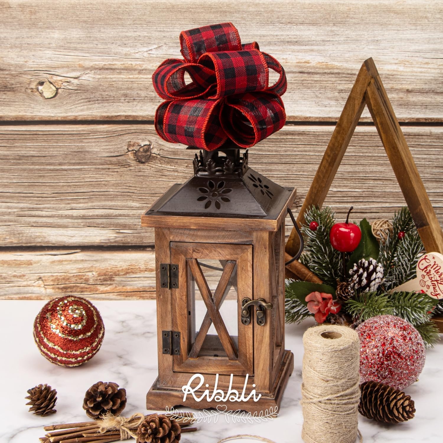 Ribbli Red and Black Wired Ribbon, 2-1/2 Inch x 10 Yard,Buffalo Plaid Burlap, Christmas Ribbon for Big Bow,Wreath,Tree Decoration,Outdoor Decoration(Red/Black)