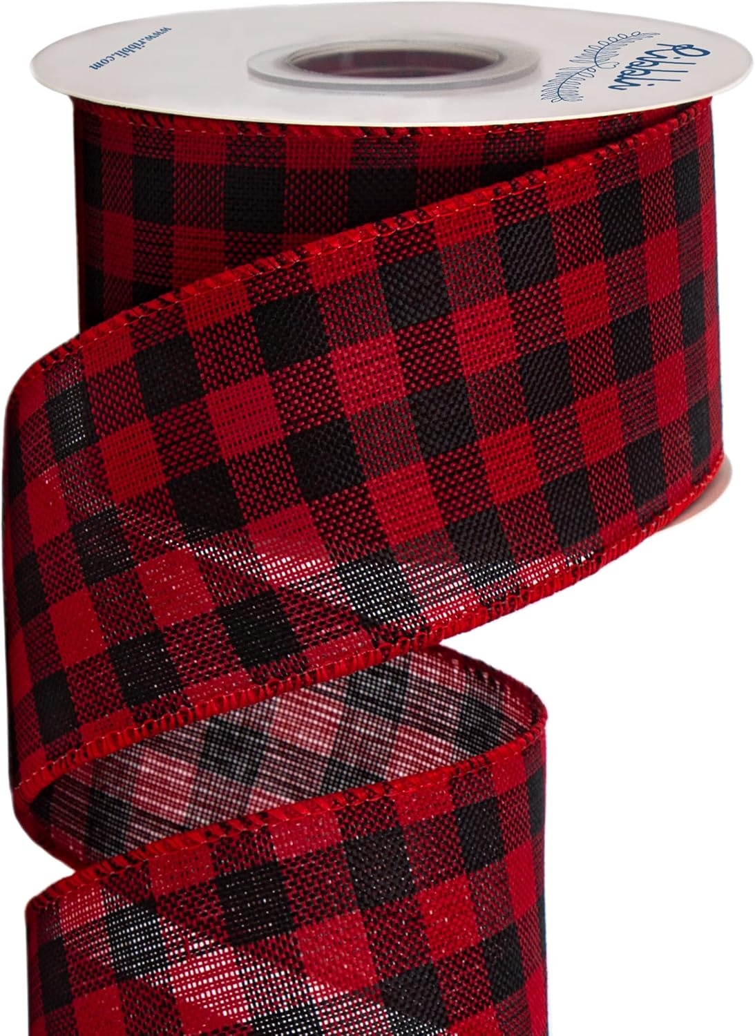 Ribbli Red and Black Wired Ribbon, 2-1/2 Inch x 10 Yard,Buffalo Plaid Burlap, Christmas Ribbon for Big Bow,Wreath,Tree Decoration,Outdoor Decoration(Red/Black)