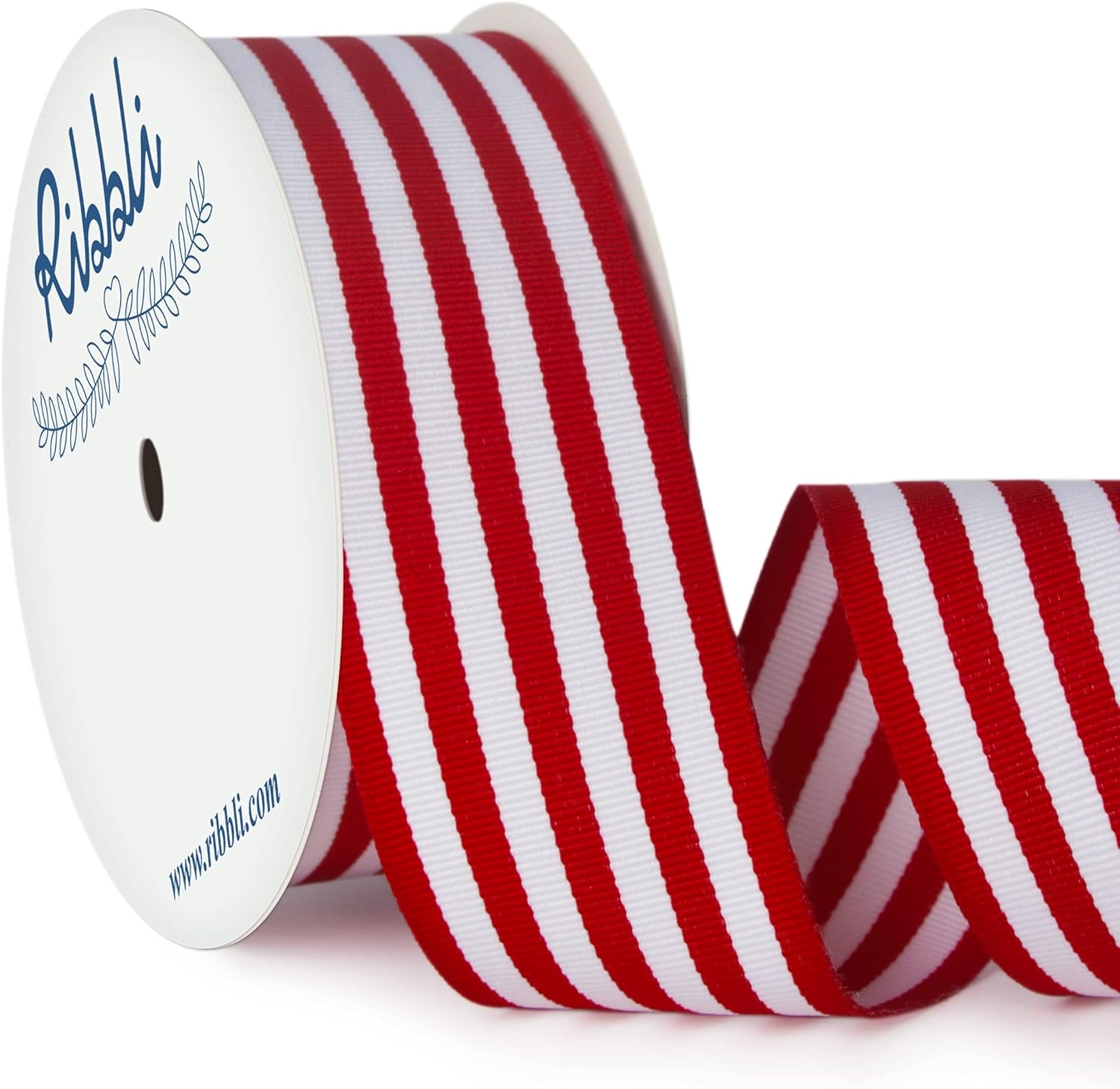 Ribbli Black and White Striped Grosgrain Ribbon,1-1/2-Inch x10-Yard,Stripe Ribbon,Use for Gift Wrapping,Party Decoration,All Crafting and Sewing(Red/White)