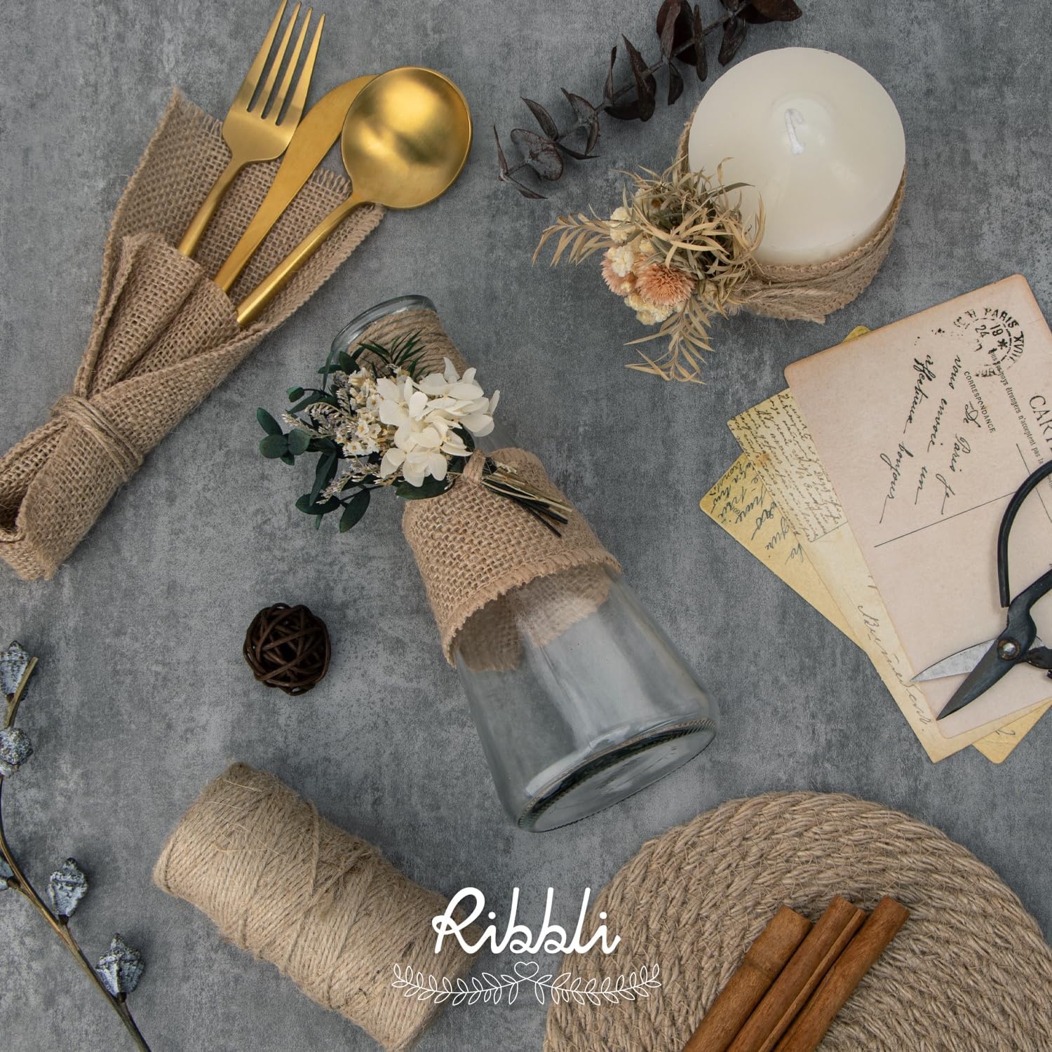 Ribbli Jute Burlap Ribbon 4 Inch x 10 Yard,Natural Solid Ribbon for Crafts,Gift Wrapping,Wreath,Tree Decoration,Outdoor Decoration(Non-Wired)(4inch)