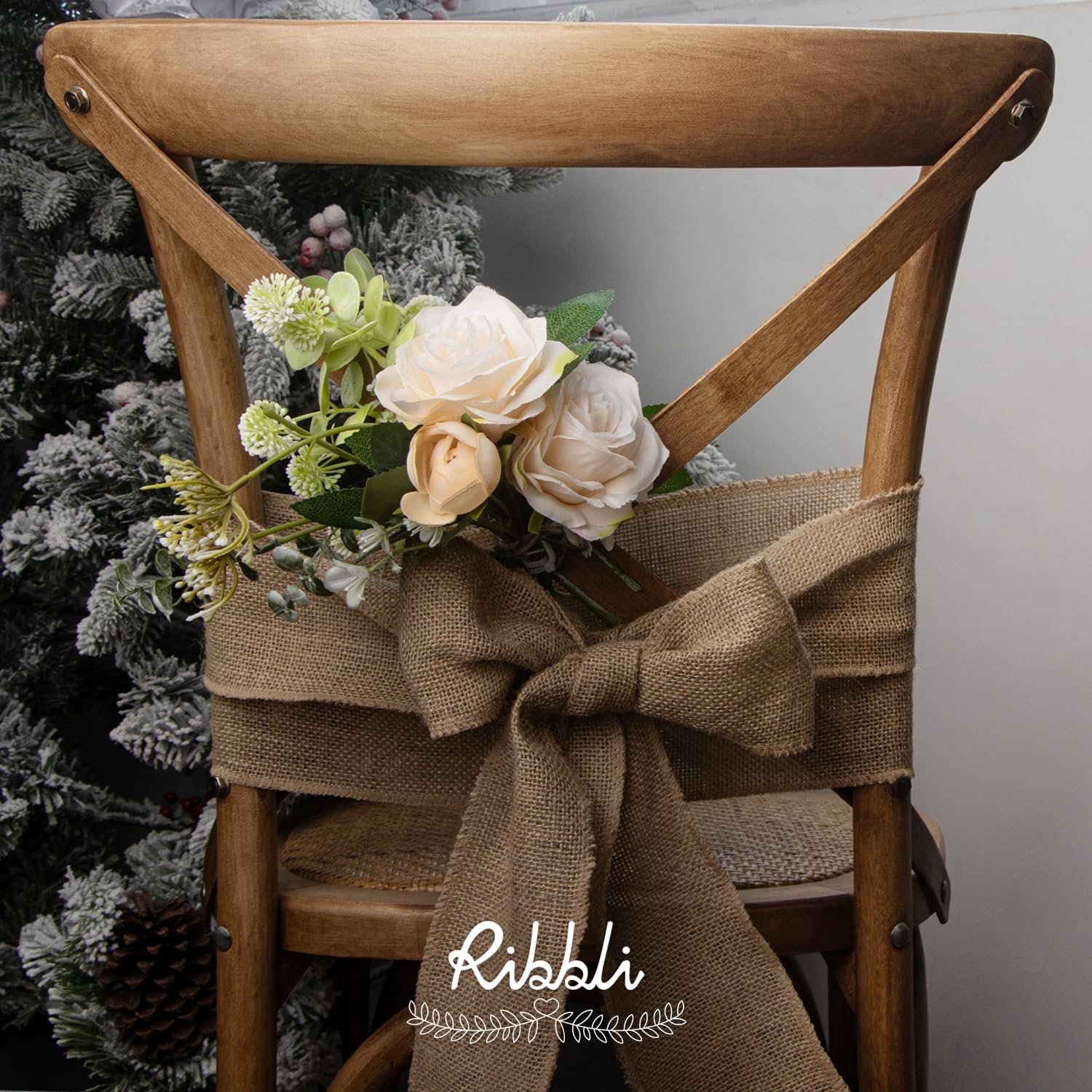 Ribbli Jute Burlap Ribbon 4 Inch x 10 Yard,Natural Solid Ribbon for Crafts,Gift Wrapping,Wreath,Tree Decoration,Outdoor Decoration(Non-Wired)(4inch)