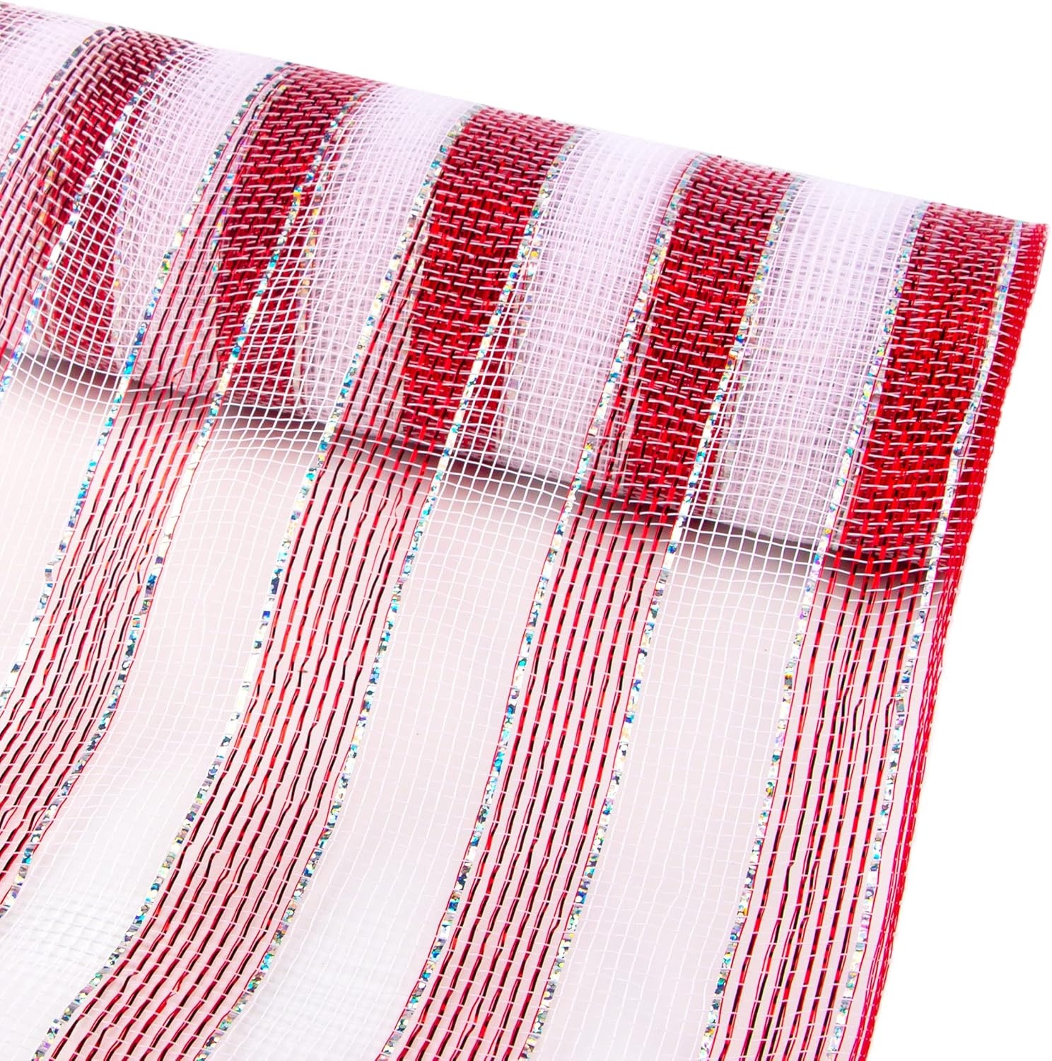 Ribbli Yellow Metallic Mesh Ribbon, 10 inch x 30 feet(10Yard), Yellow with Gold Foil, Use for Wreath Swags and Christmas Tree Decoration(Red/White)