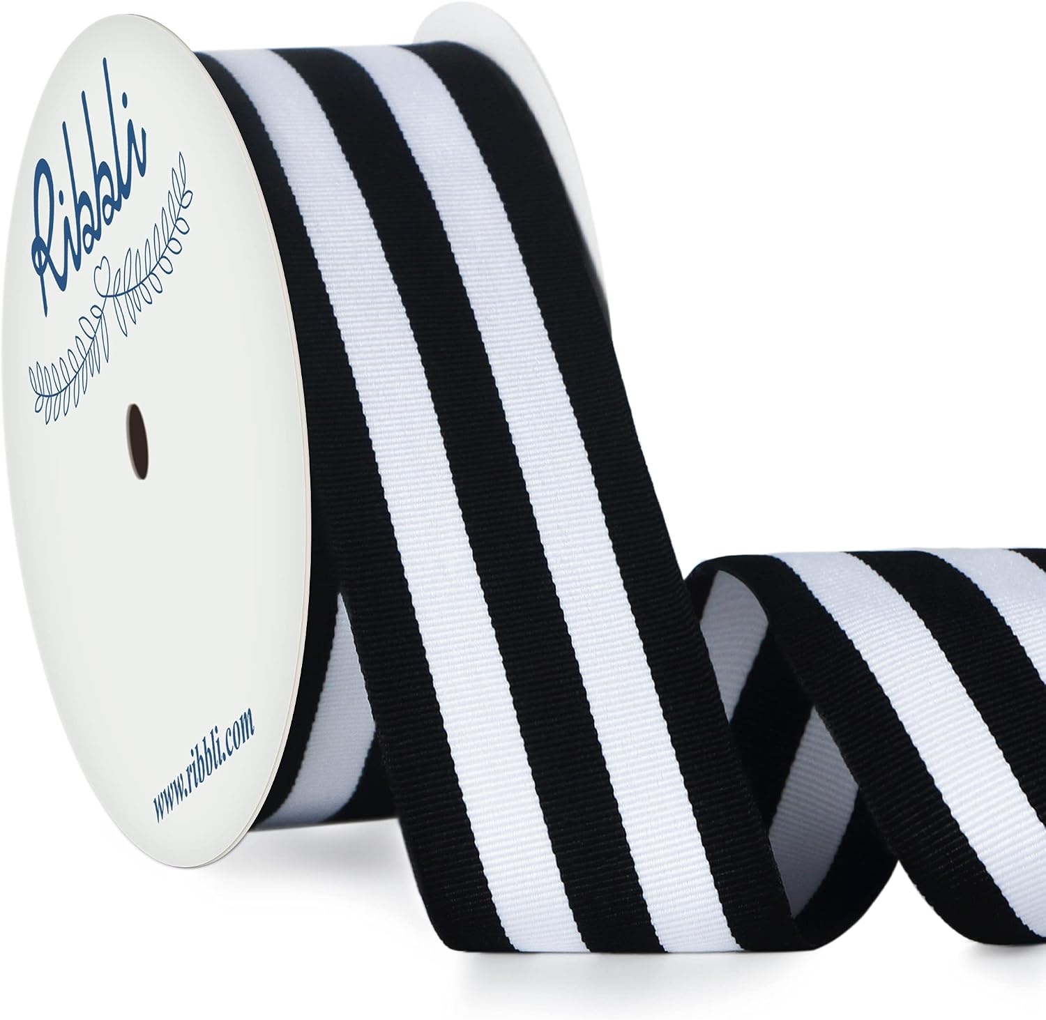 Ribbli Black and White Striped Grosgrain Ribbon,1-1/2-Inch x10-Yard,Stripe Ribbon,Use for Gift Wrapping,Party Decoration,All Crafting and Sewing(BLack/White)