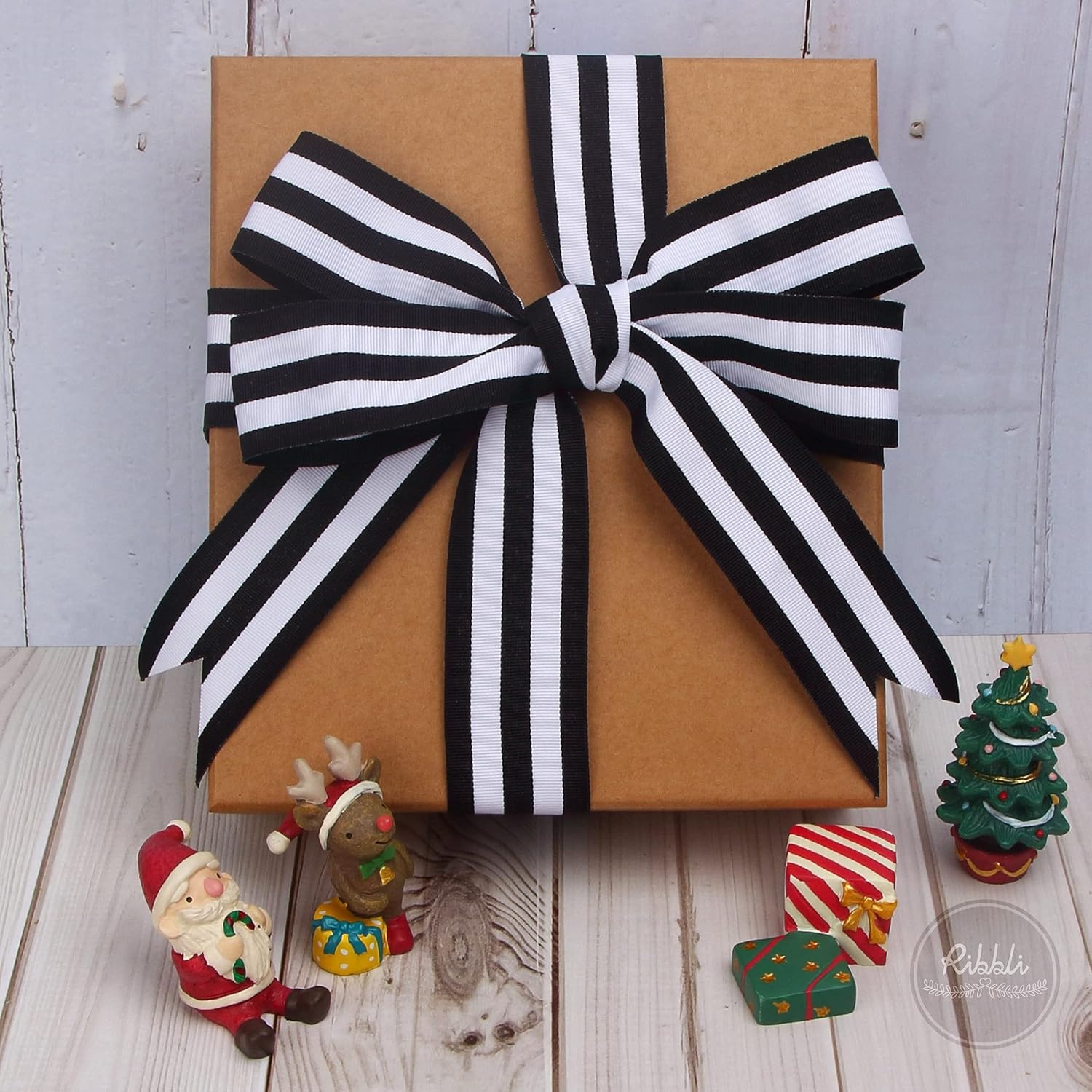 Ribbli Black and White Striped Grosgrain Ribbon,1-1/2-Inch x10-Yard,Stripe Ribbon,Use for Gift Wrapping,Party Decoration,All Crafting and Sewing(BLack/White)