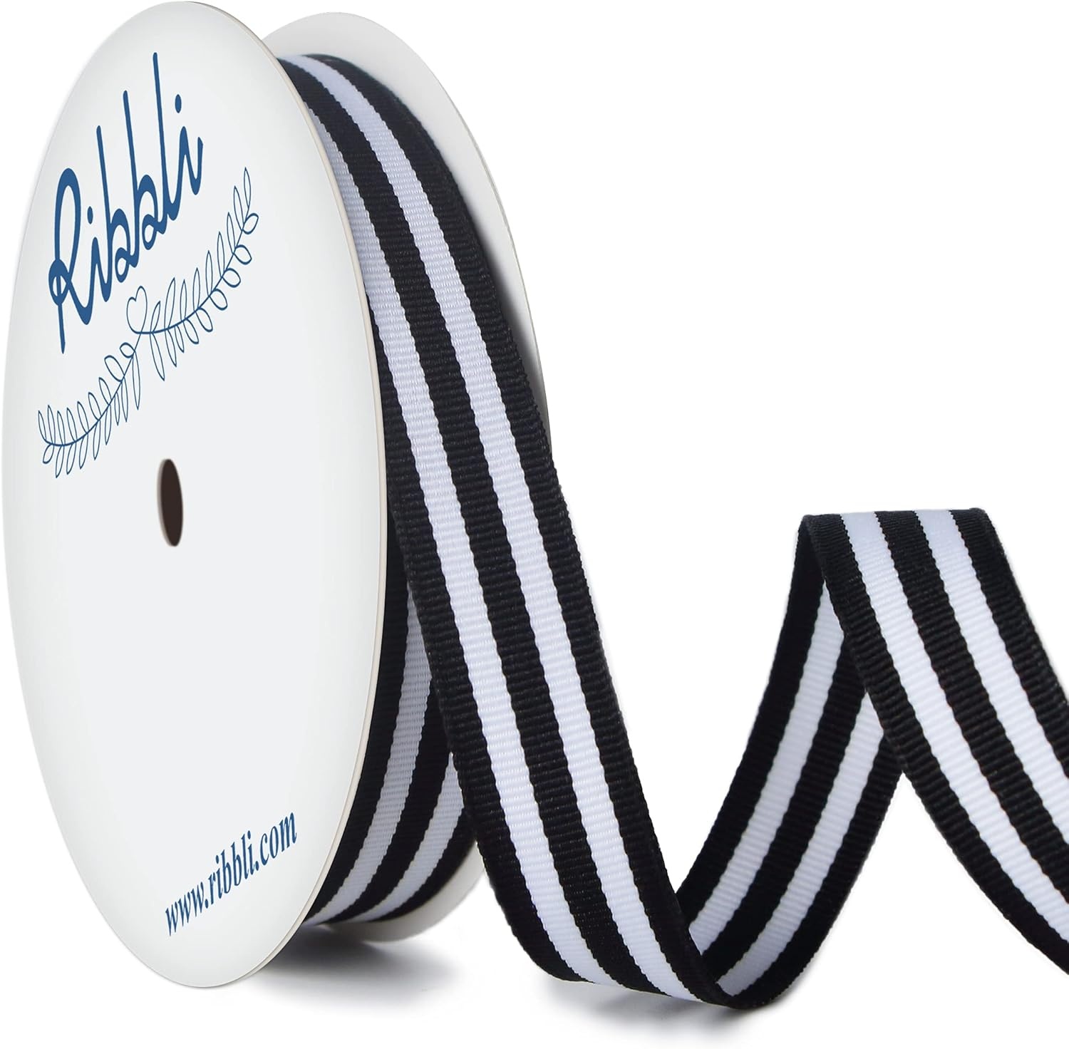 Ribbli Black and White Striped Grosgrain Ribbon,1-1/2-Inch x10-Yard,Stripe Ribbon,Use for Gift Wrapping,Party Decoration,All Crafting and Sewing(BLack/White)