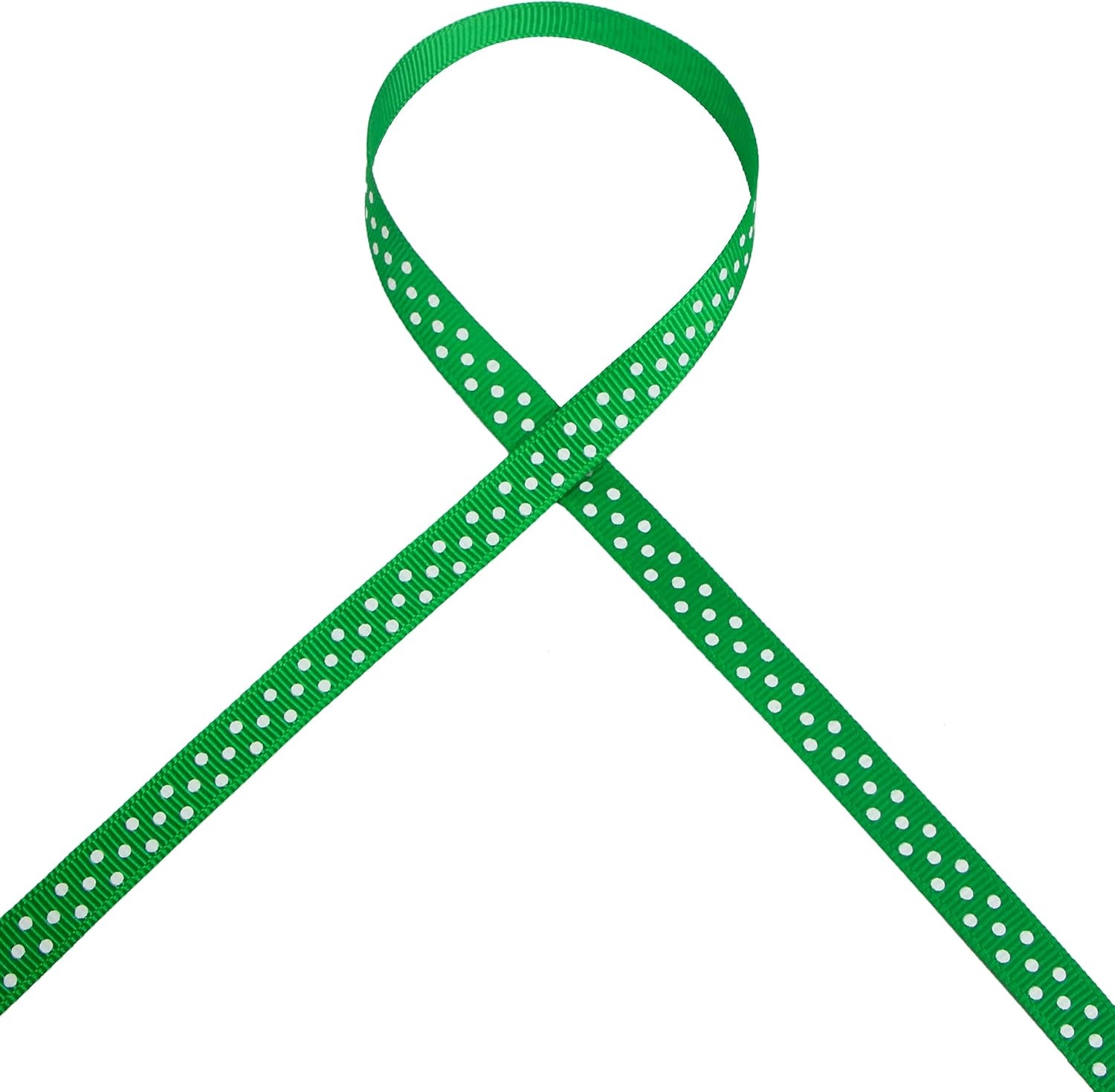 Ribbli Grosgrain Polka Dot Craft Ribbon,3/8 Inch,10-Yard Spool,Black with White Dots,Use for Gift Wrapping,Party Decoration,All Crafting and Sewing(Emerald Green/White)