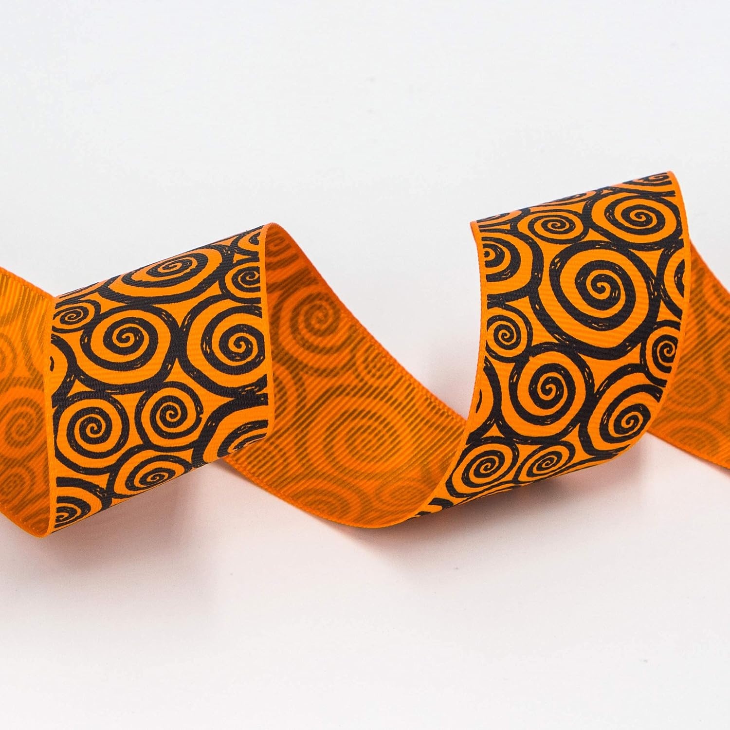 Ribbli Grosgrain Halloween Swirl Print Craft Ribbon,1-1/2 Inch,10-Yard Spool, Orange/Black,Use for Halloween Wrapping,Fall Decoration,All Crafting and Sewing(Black/Orange)