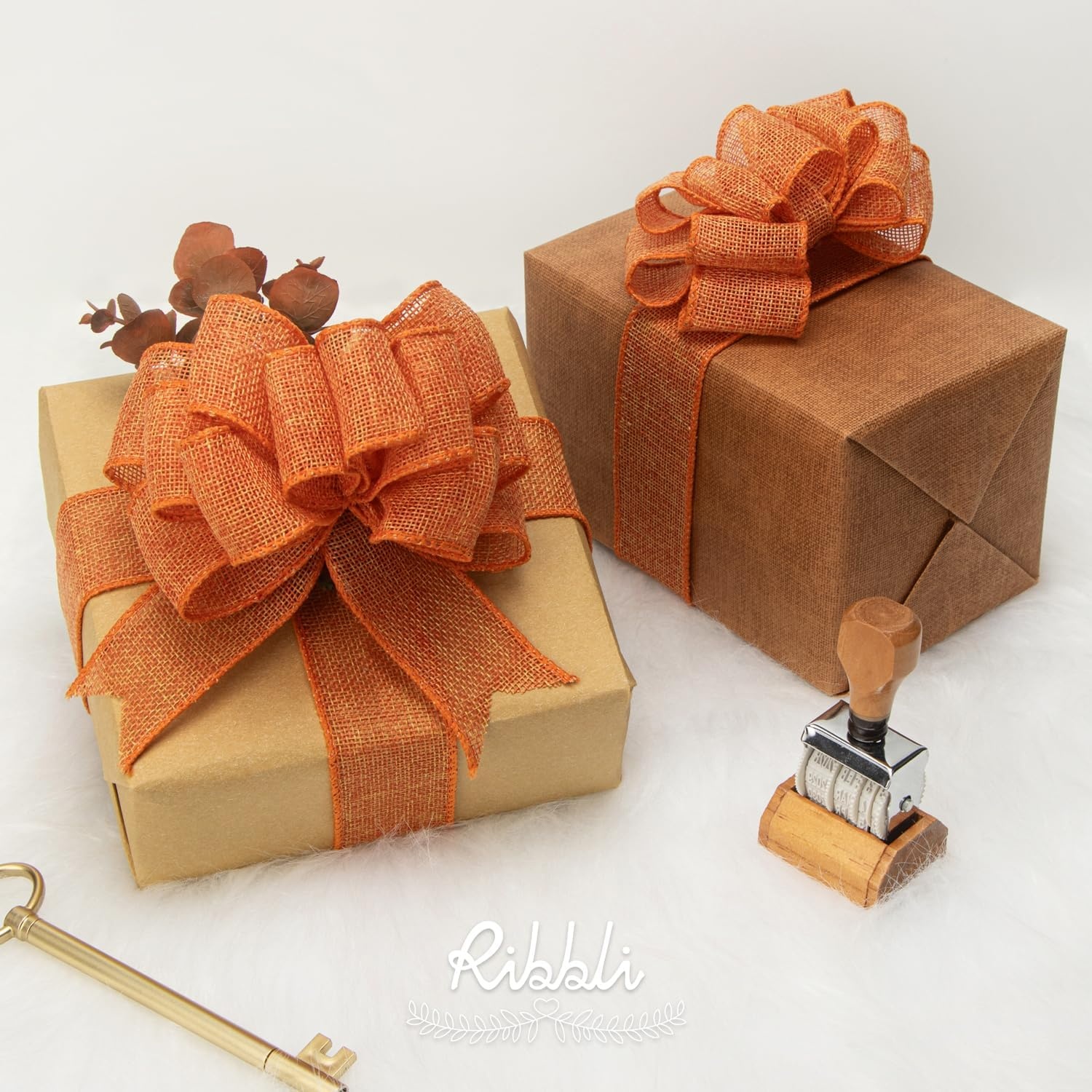Ribbli Pink Burlap Valentine’s Day Wired Ribbon,1-1/2 Inch x 10 Yard,Easter Wired Edge Ribbon for Big Bow,Wreath,Tree Decoration,Outdoor Decoration(Orange)