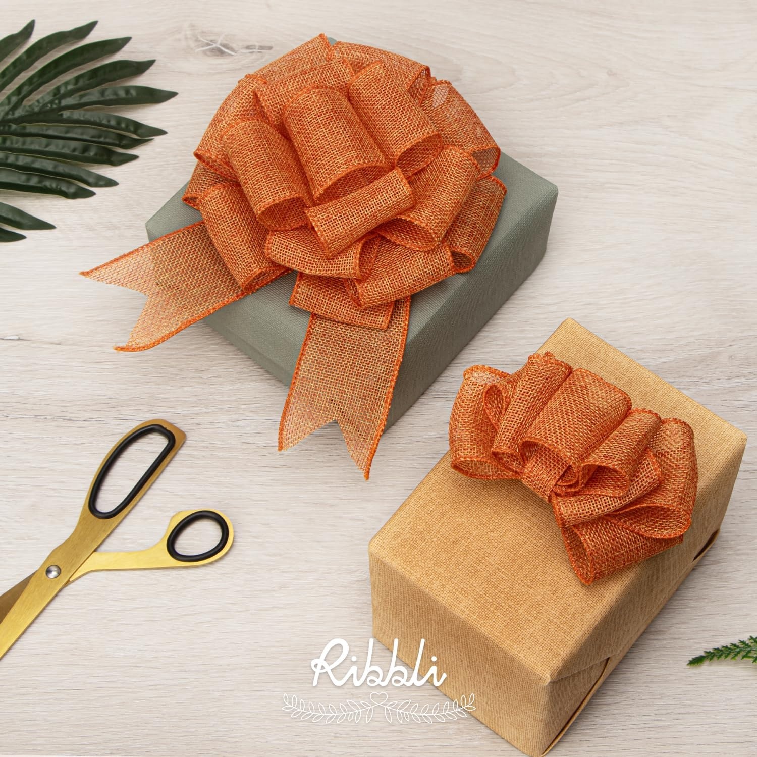 Ribbli Pink Burlap Valentine’s Day Wired Ribbon,2 Inch x Continuous 10 Yard, Easter Wired Edge Ribbon for Big Bow,Wreath,Tree Decoration,Outdoor Decoration(Orange)