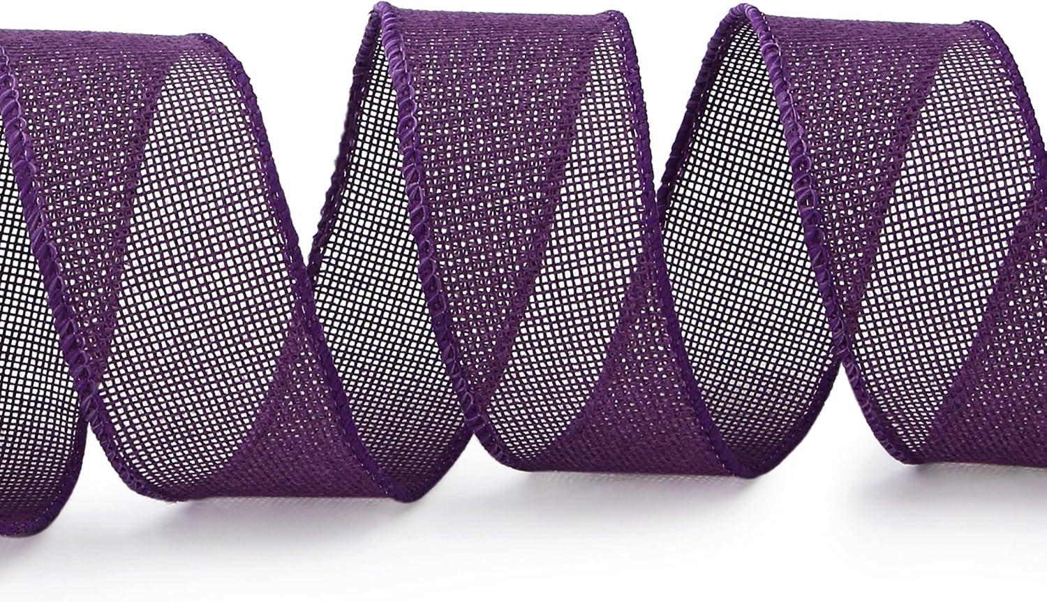 Ribbli Pink Burlap Valentine’s Day Wired Ribbon,1-1/2 Inch x 10 Yard,Easter Wired Edge Ribbon for Big Bow,Wreath,Tree Decoration,Outdoor Decoration(Dk.Purple)