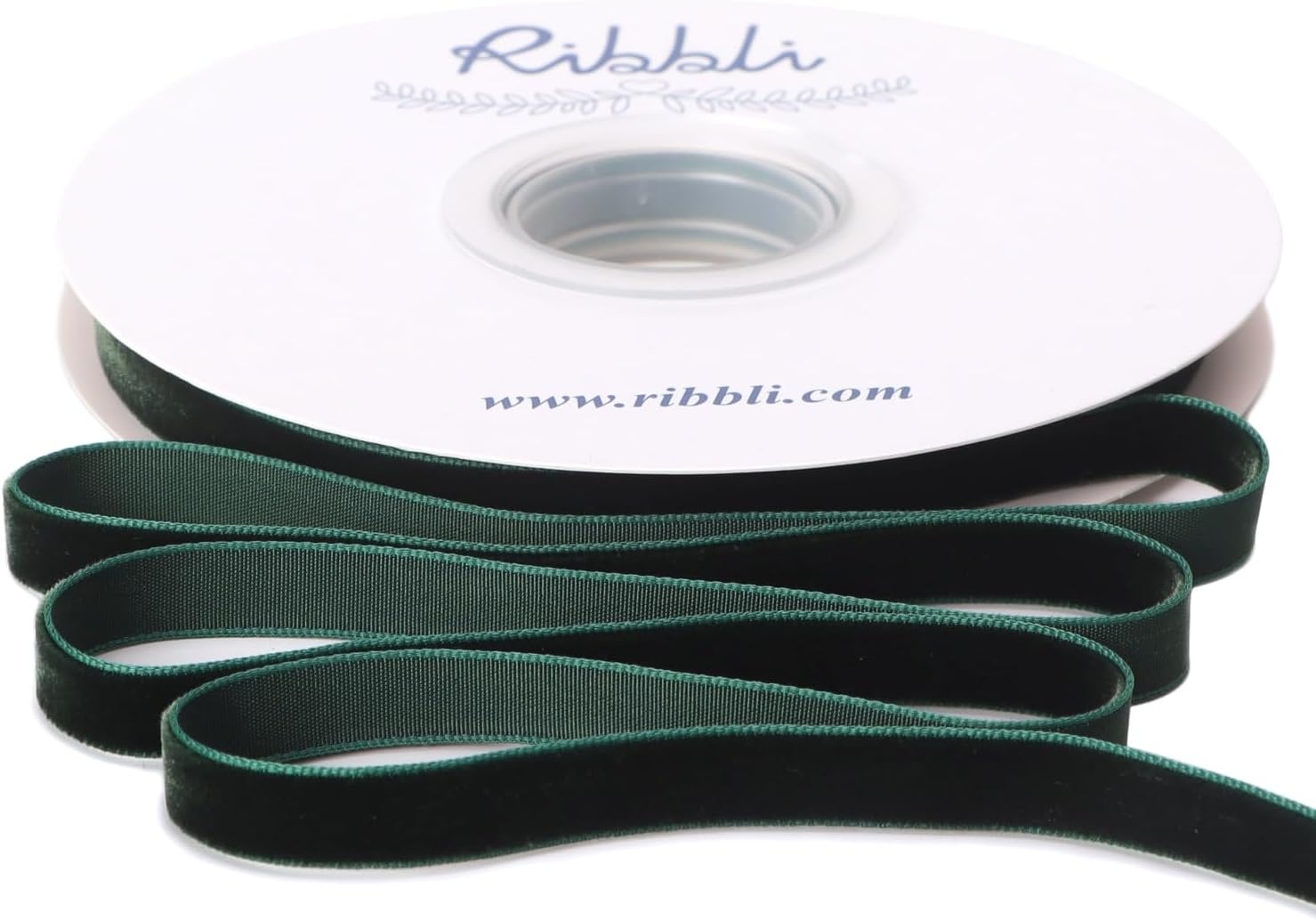 Ribbli Polyester Forest Green Velvet Ribbon,3/8 Inches,10-Yard Spool,Use for Choker,Gift Wrapping,Floral Bouquets, Boutonnieres(Dark Green)