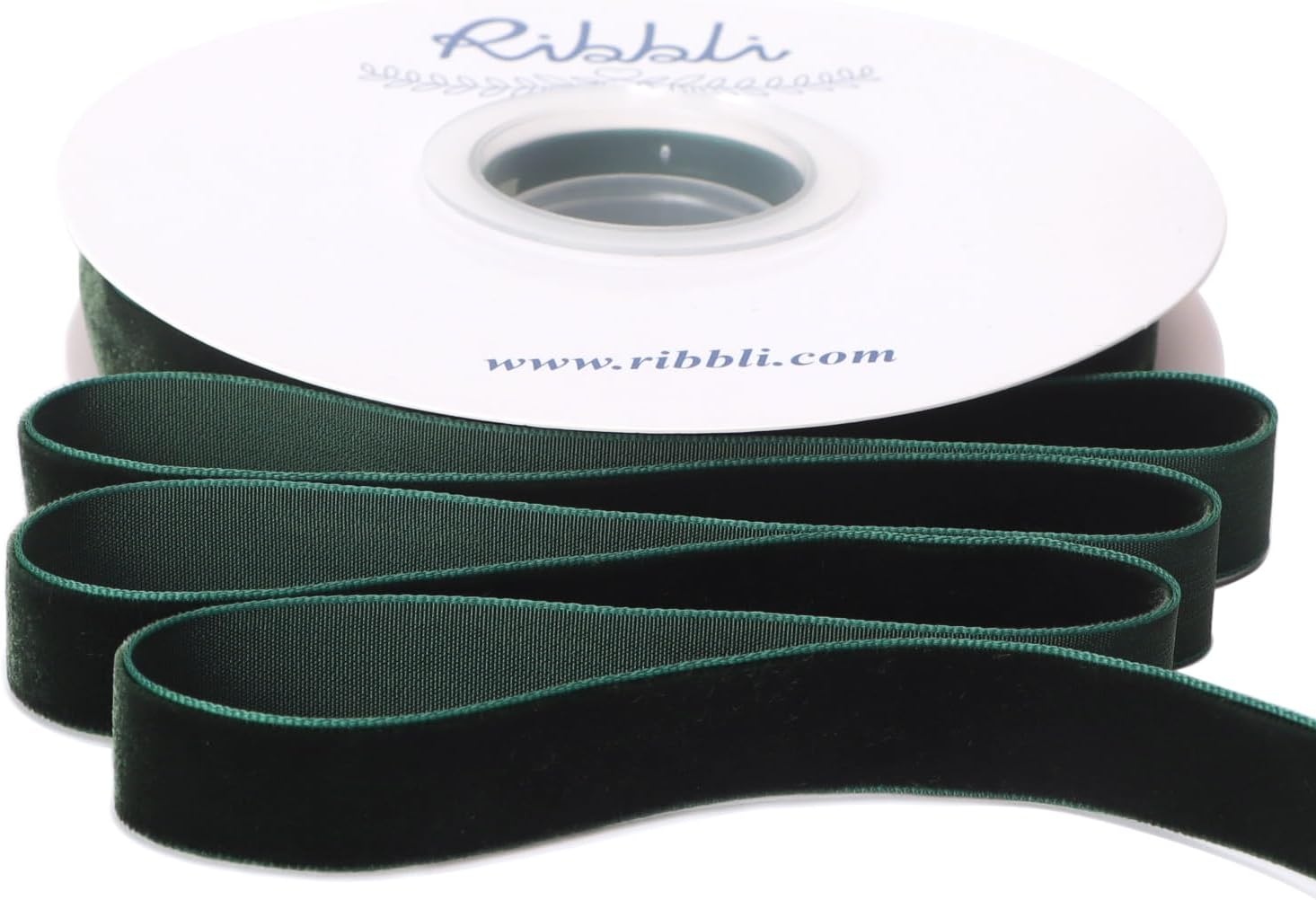 Ribbli Polyester Forest Green Velvet Ribbon,3/8 Inches,10-Yard Spool,Use for Choker,Gift Wrapping,Floral Bouquets, Boutonnieres(Dark Green)