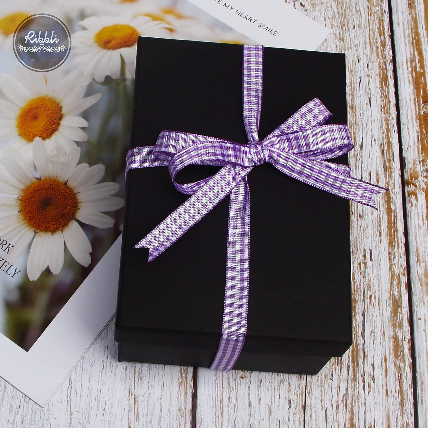 Ribbli Yellow and White Gingham Ribbon,100% Polyester Woven Edge,3/8 Inch x 10 Yard,Plaid Ribbon Use for Gift Wrapping,Party Decoration(Purple/White)