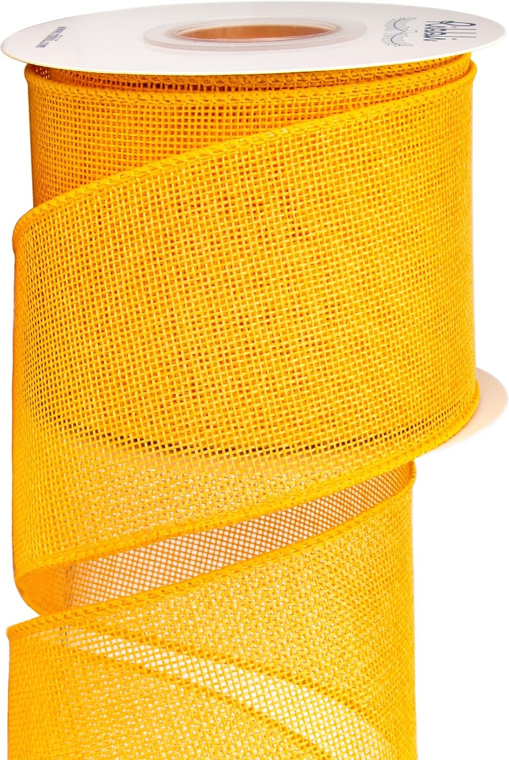 Ribbli Pink Burlap Valentine’s Day Wired Ribbon,2 Inch x Continuous 10 Yard, Easter Wired Edge Ribbon for Big Bow,Wreath,Tree Decoration,Outdoor Decoration(Yellow)