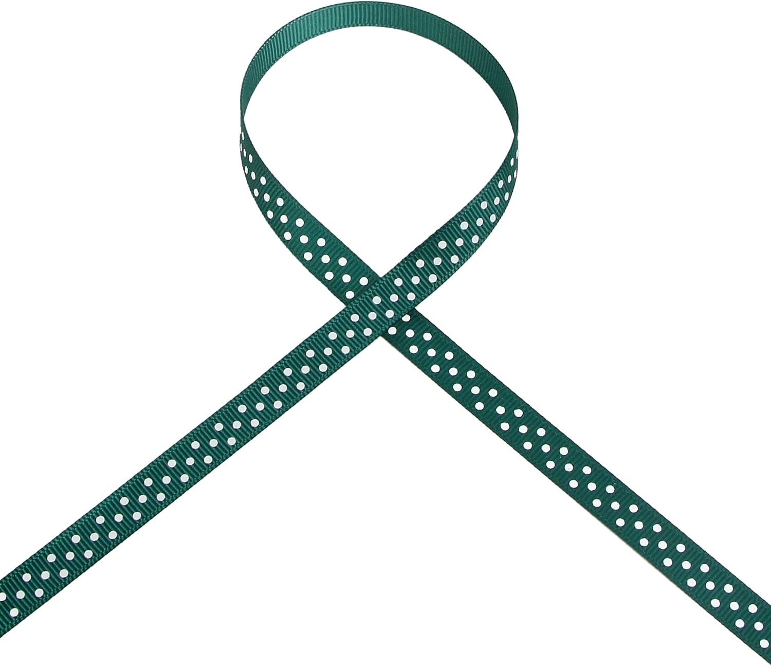 Ribbli Grosgrain Polka Dot Craft Ribbon,3/8 Inch,10-Yard Spool,Black with White Dots,Use for Gift Wrapping,Party Decoration,All Crafting and Sewing(Hunter Green/White)