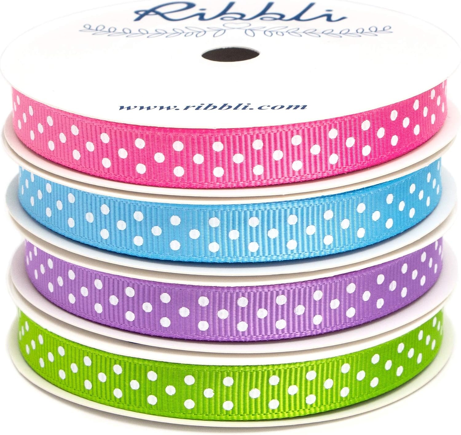 Ribbli Valentine’s Day Ribbon,4 Rolls Grosgrain Ribbon Use for Valentines Day Craft,Gift Wrapping,Home Decor,3/8 Inches Total 40 Yards,Red/White/Pink/Hot Pink(Pink/Blue/Purple/Green)
