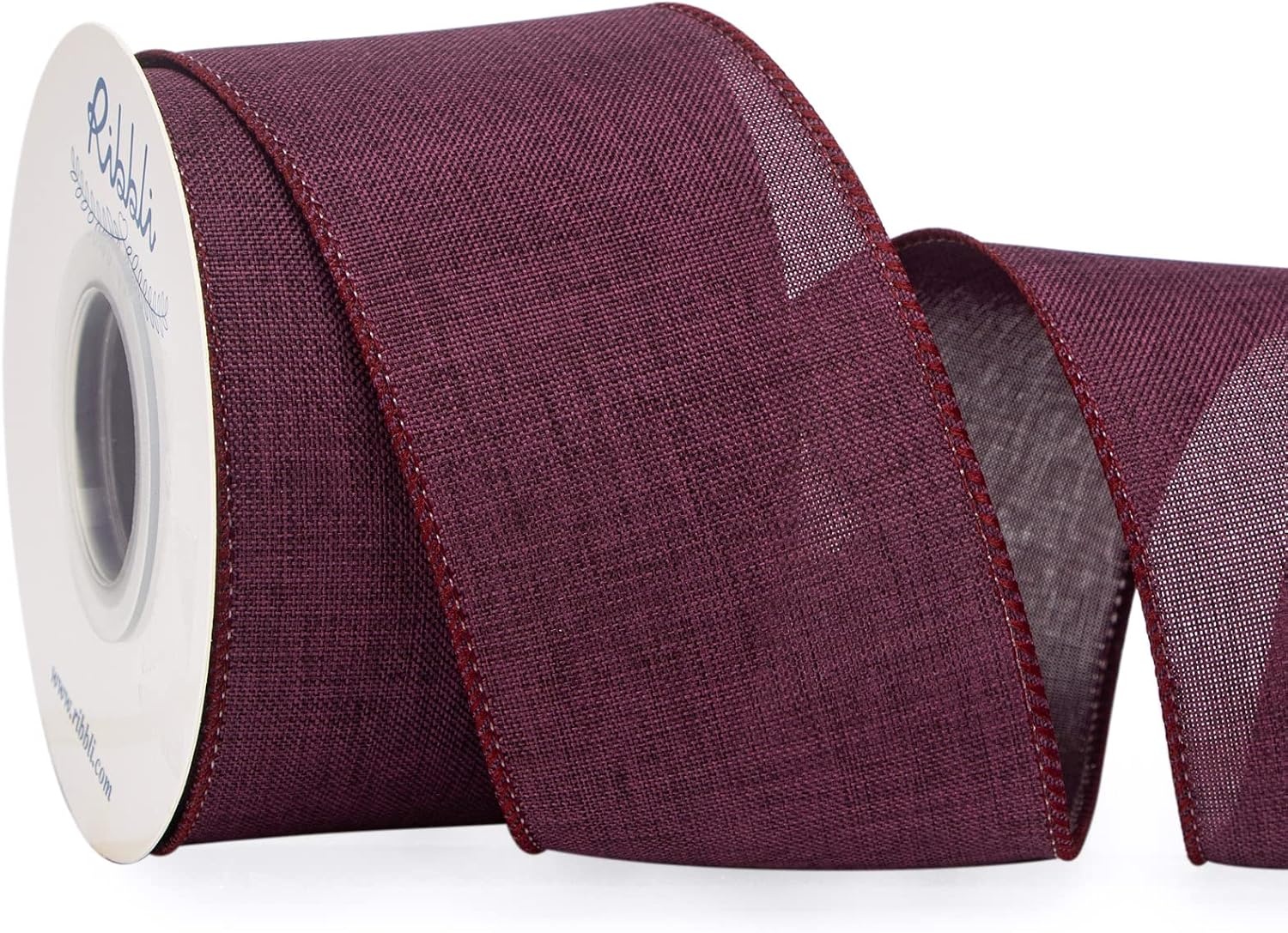 Ribbli Pink Linen Wired Ribbon, 1-1/2 Inch x 10 Yard, Pink Burlap Wired Ribbon for Easter Wreaths, Big Bows, Gift Wrapping, Christmas Tree Decoration(Plum)