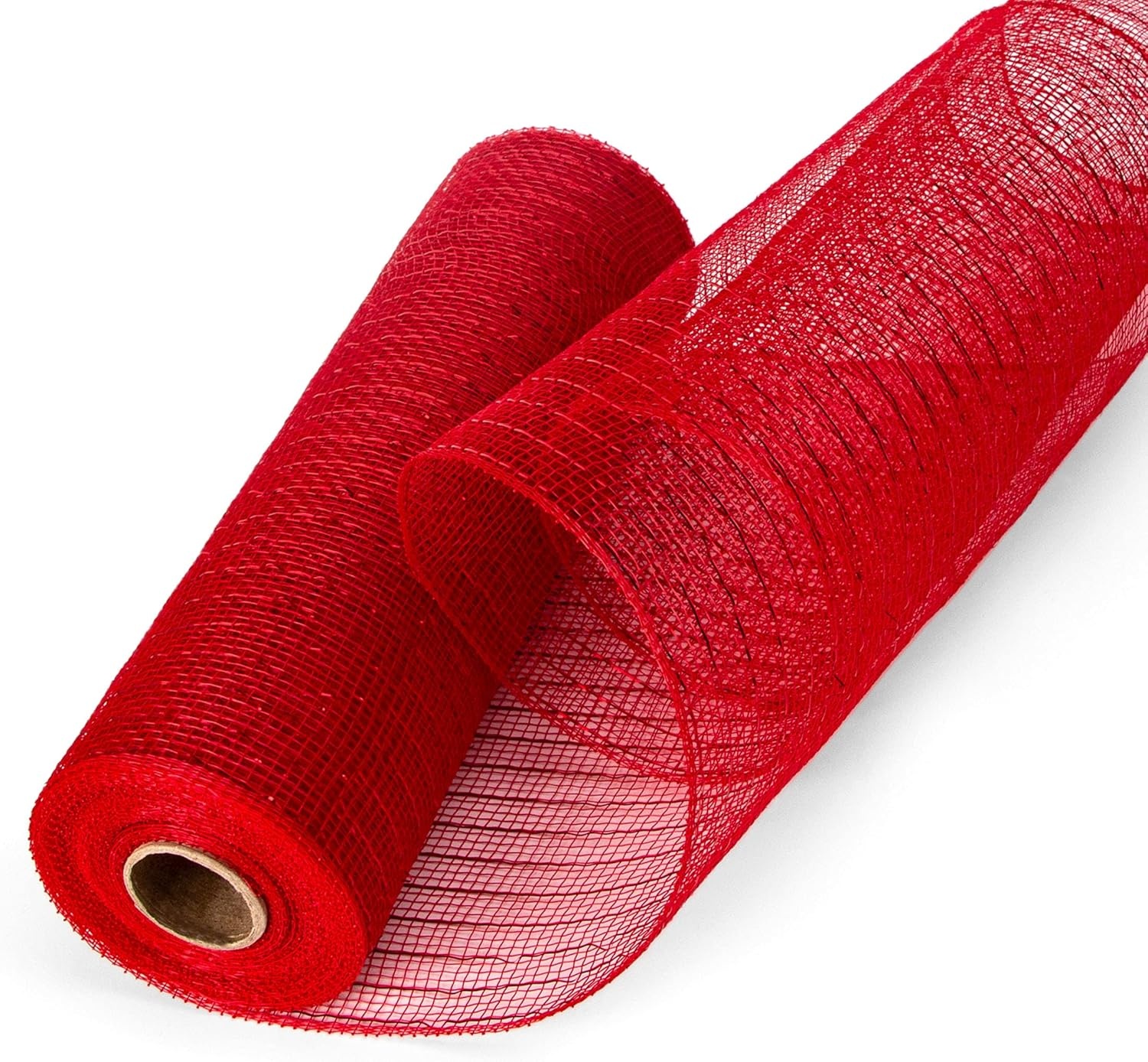 Ribbli 2 Rolls Champagne Gold Metallic Mesh Ribbon Champagne Gold Deluxe Foil Christmas Ribbon for Christmas Tree Wreath Swags Wedding Garland 10 inch x 30 feet(10Yard) Per Roll(Red)