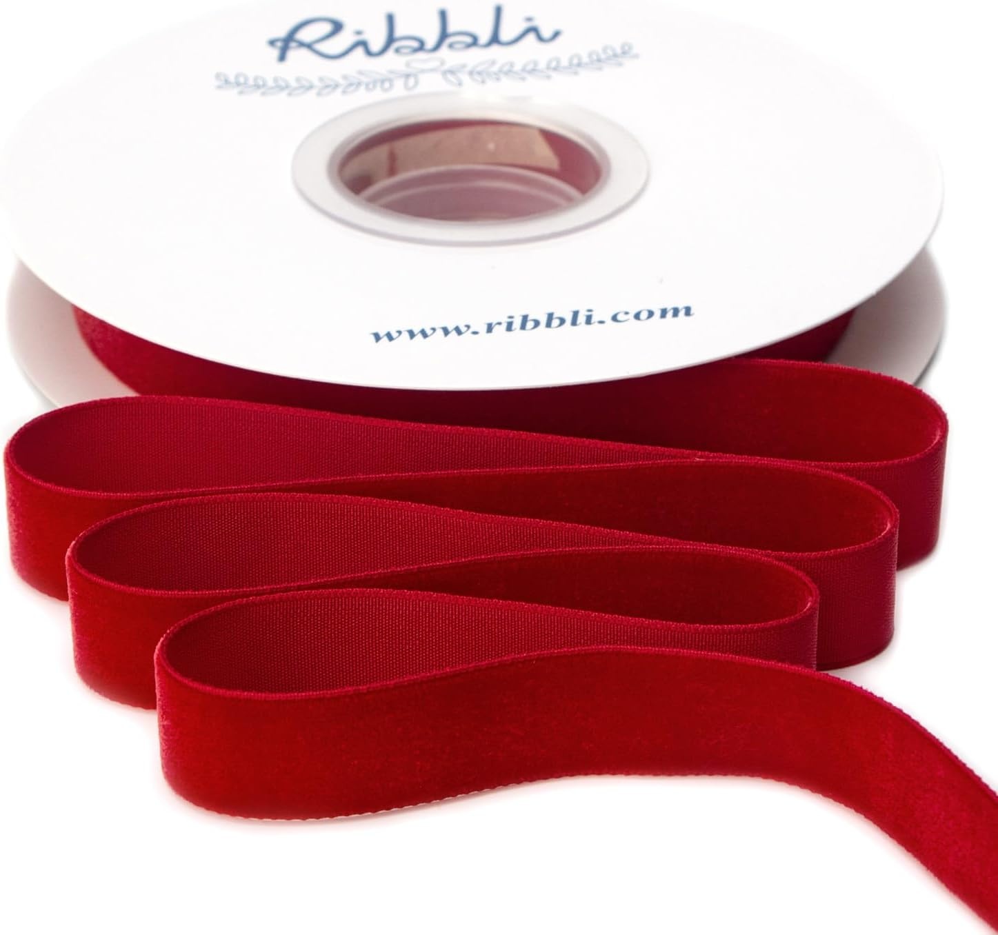 Ribbli Polyester Forest Green Velvet Ribbon,3/8 Inches,10-Yard Spool,Use for Choker,Gift Wrapping,Floral Bouquets, Boutonnieres(Red (Dark))